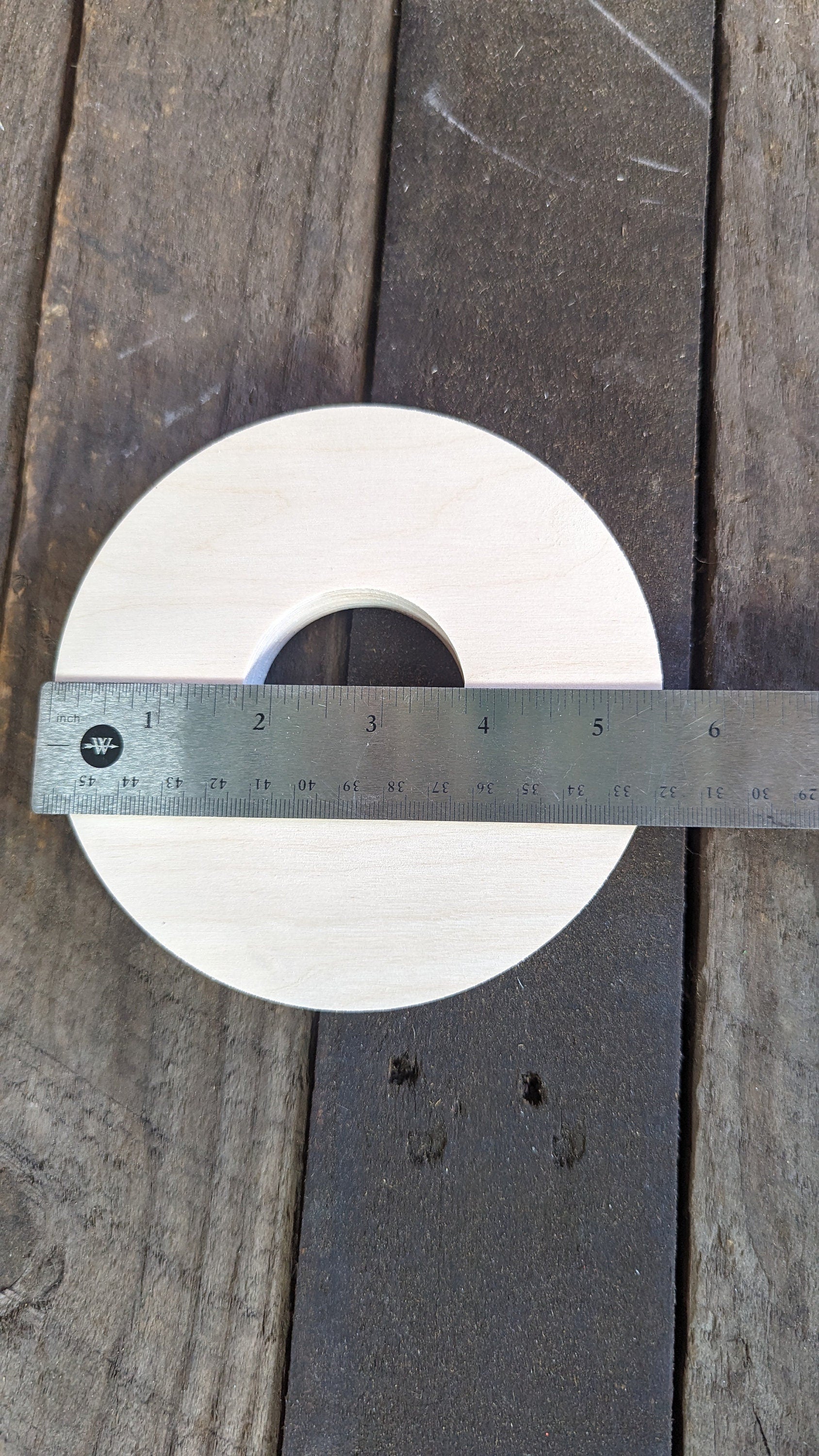 5.5" Baltic Birch Wood Donut, 2" Center Hole, DIY Crafting