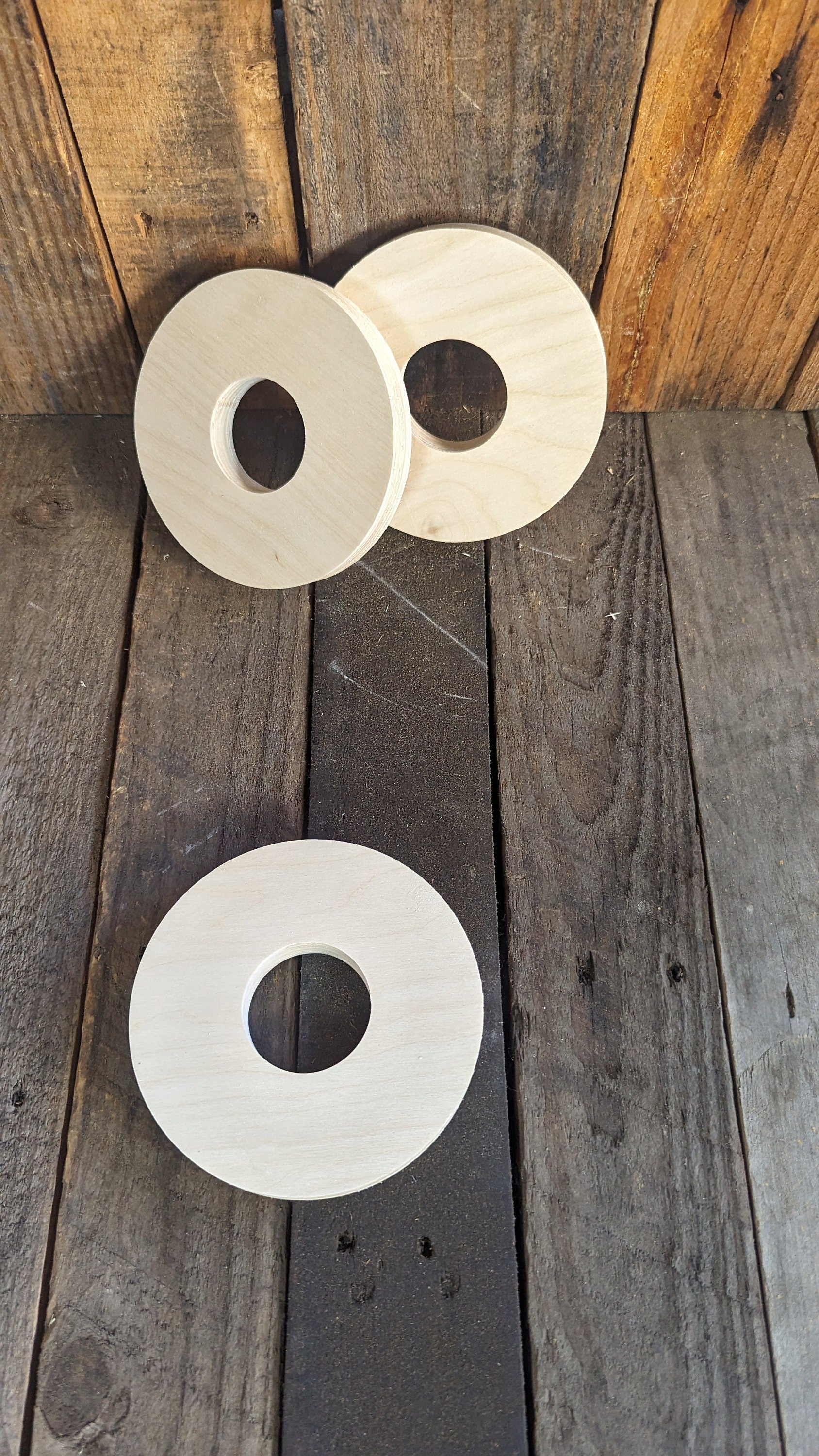 5.5" (5 1/2") Wood Donut with 2" hole , BALTIC BIRCH - Wooden Circles, Blank Circles, Unfinished, Ring Shape, DIY Crafting Supplies