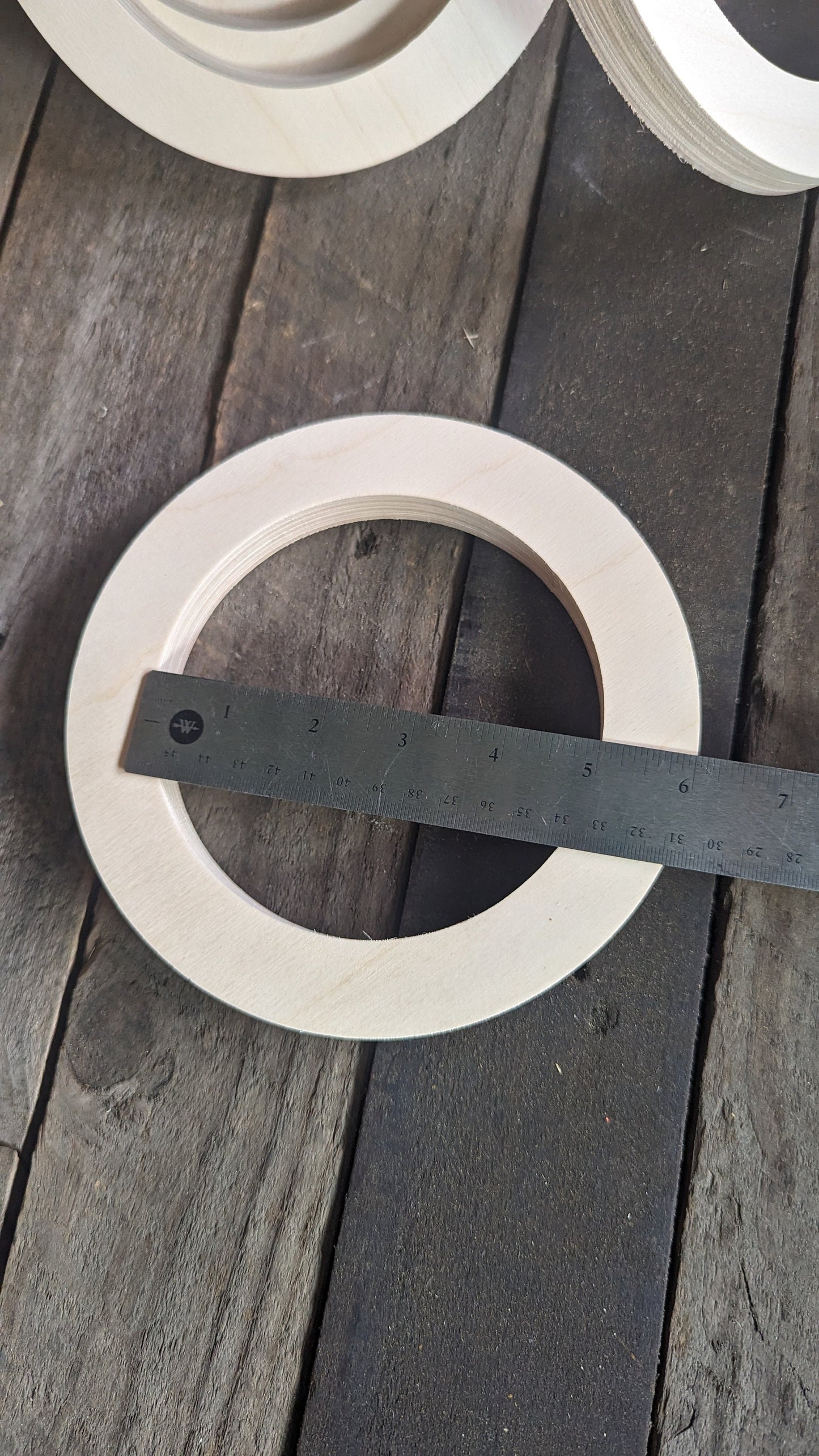 7" Baltic Birch Wood Circle, 5" Center Hole, DIY Crafting