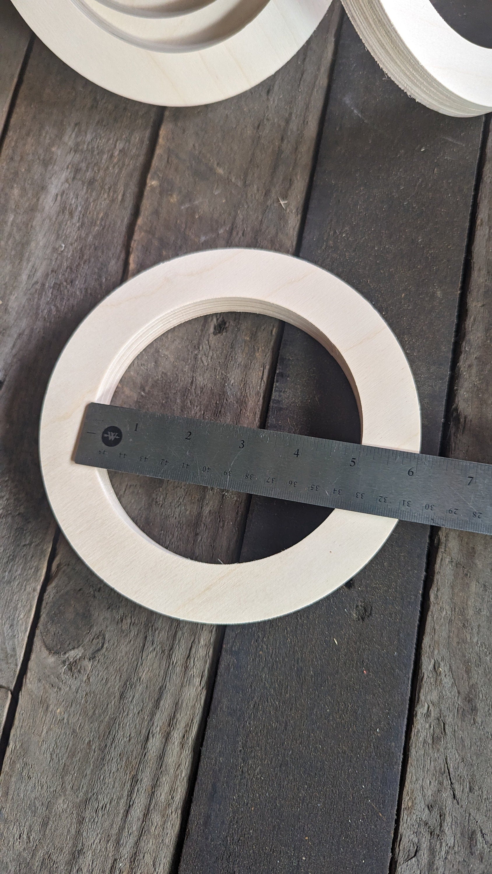 7" Baltic Birch Wood Circle, 5" Center Hole, DIY Crafting