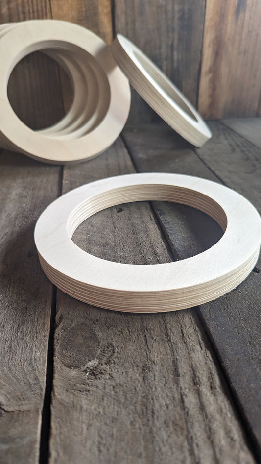 7" Baltic Birch Wood Circle, 5" Center Hole, DIY Crafting