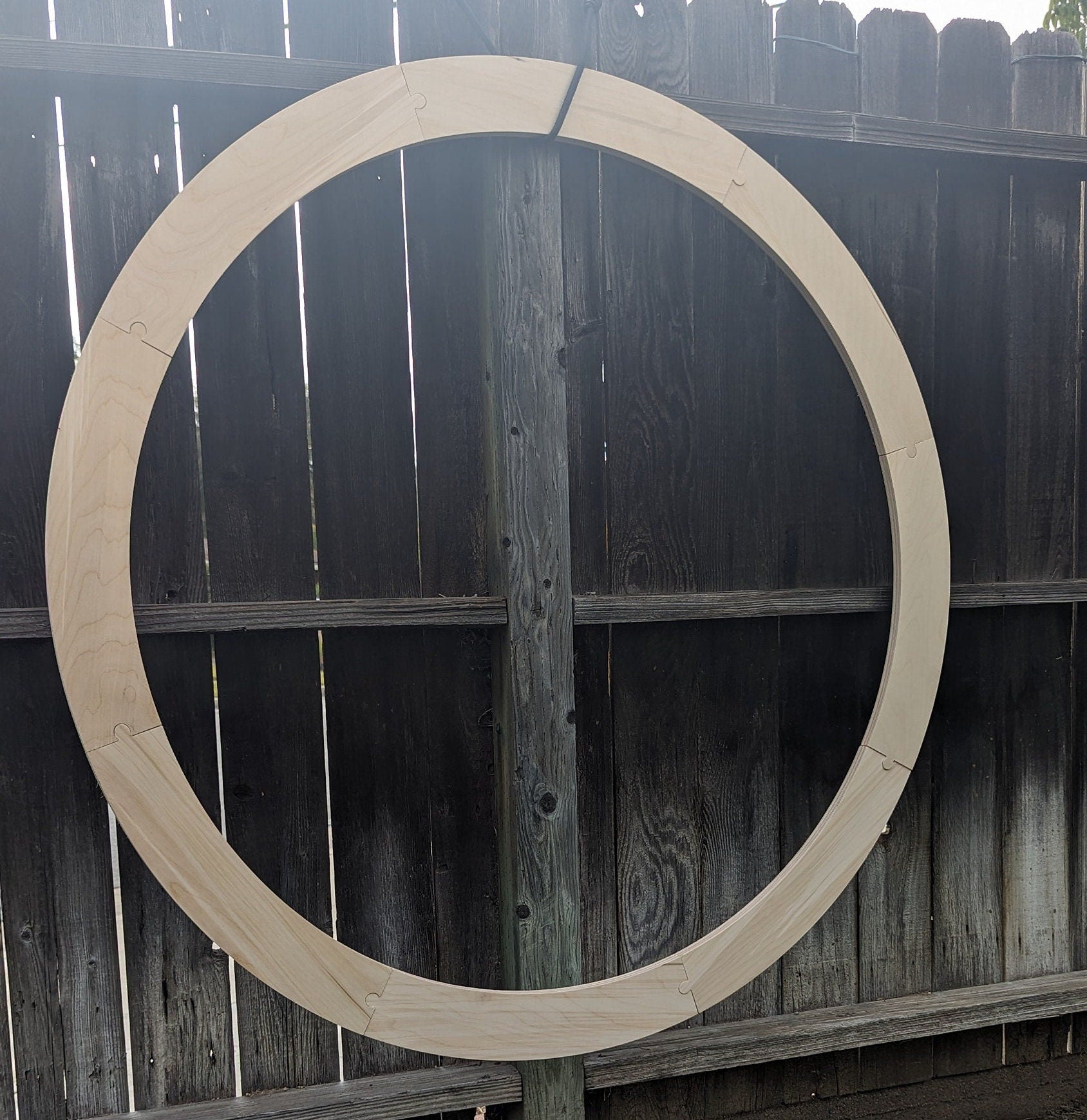 50" Baltic Birch Wood Donut Ring, 43" Center Hole, Unfinished Wooden Circle (Puzzled Pieces)