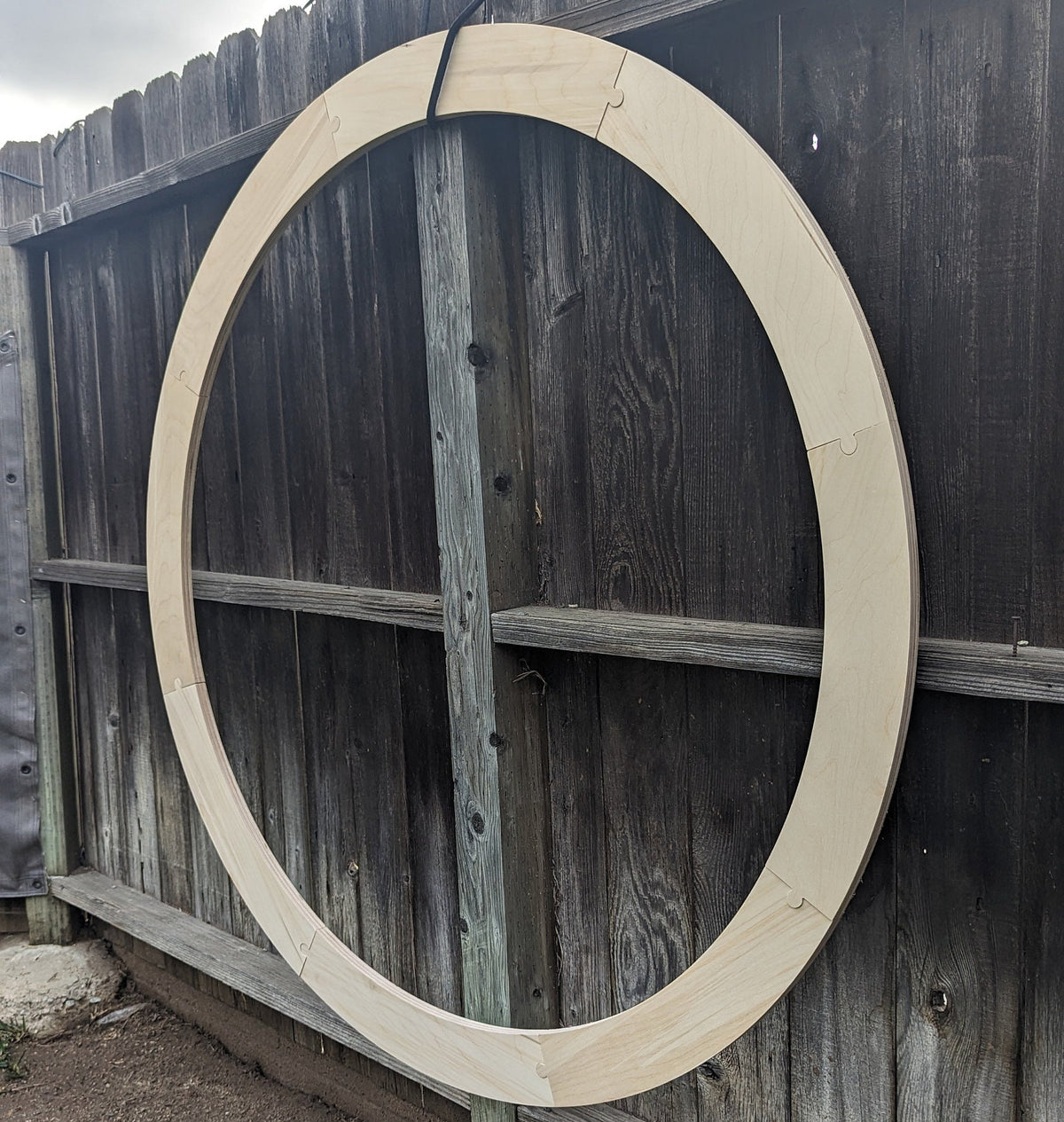 50" Baltic Birch Wood Donut Ring, 43" Center Hole, Unfinished Wooden Circle (Puzzled Pieces) - 1/4 Inch Thickness