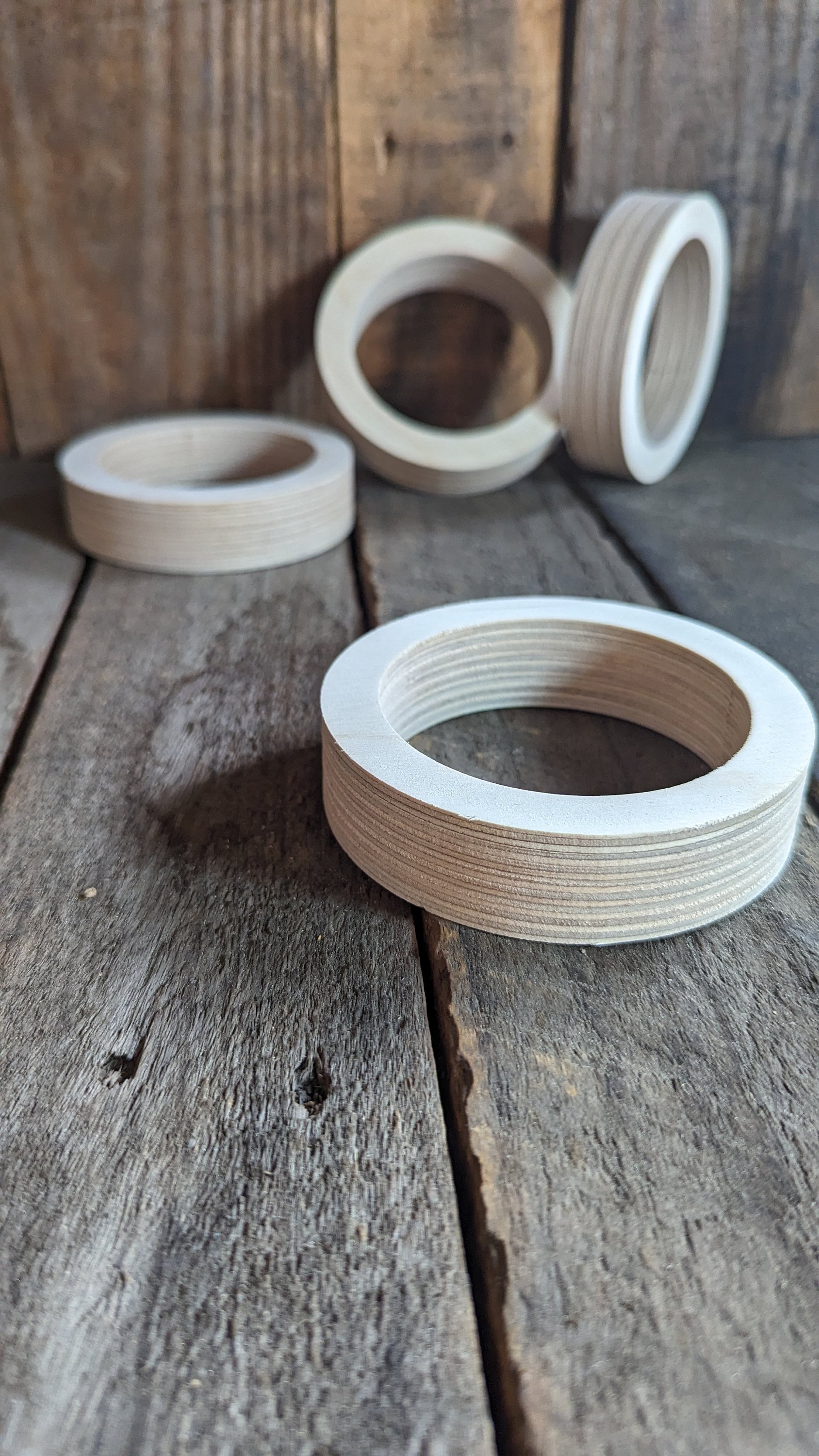 4" Baltic Birch Wood Donut Ring, 3" Center Hole, Unfinished Wooden Circle