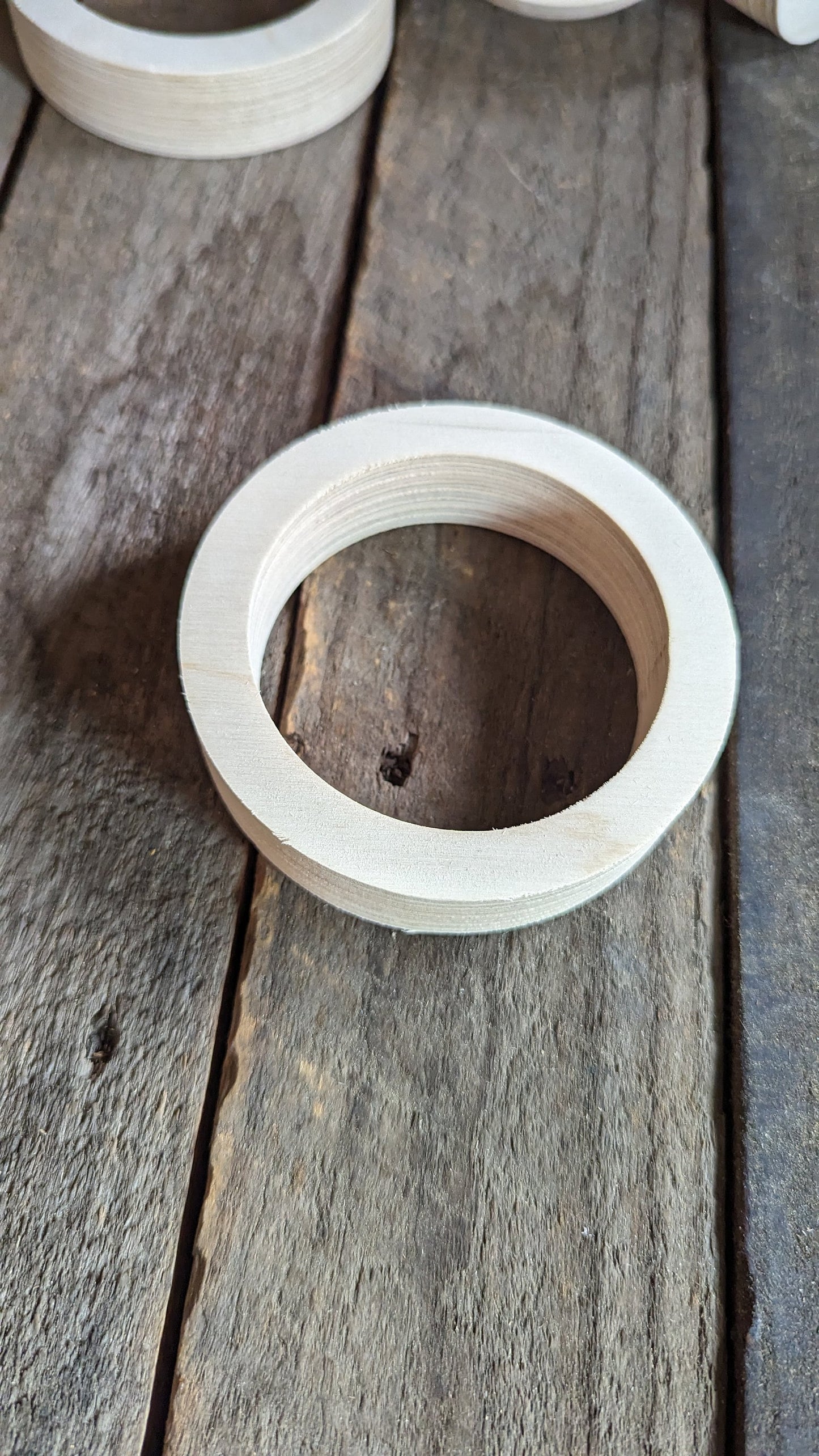 4" Baltic Birch Wood Donut Ring, 3" Center Hole, Unfinished Wooden Circle