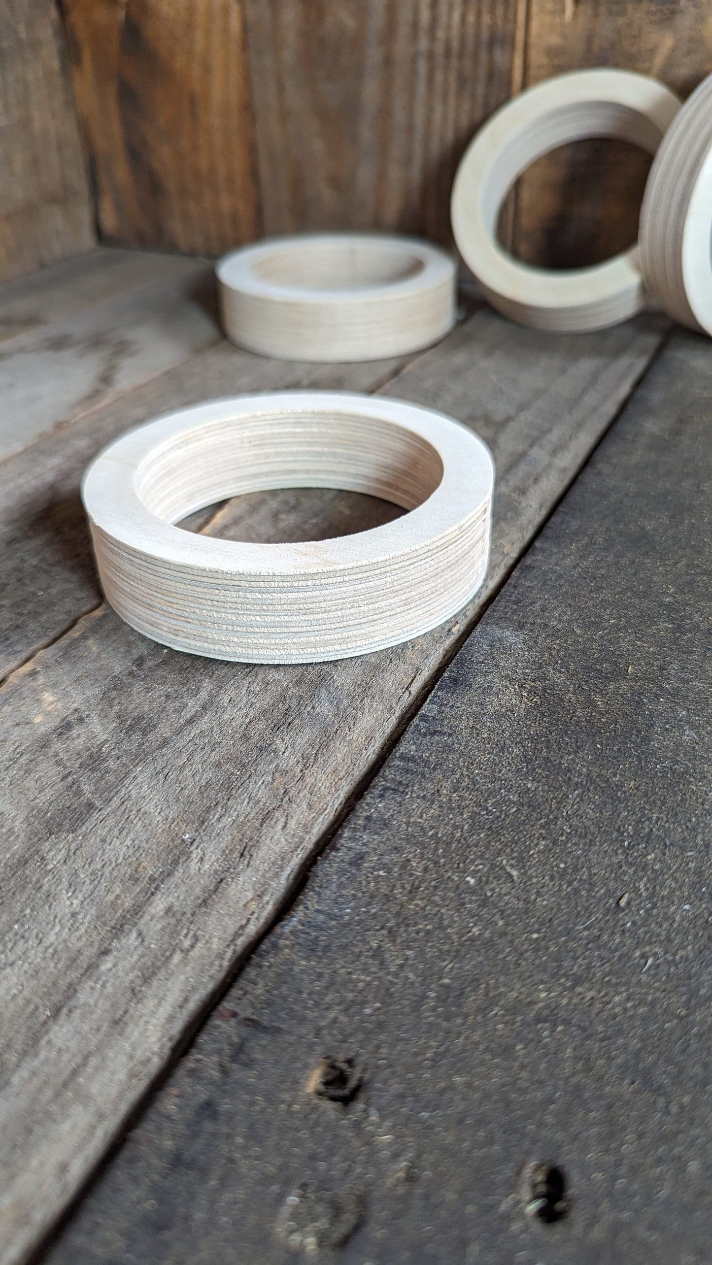4" Baltic Birch Wood Donut Ring, 3" Center Hole, Unfinished Wooden Circle