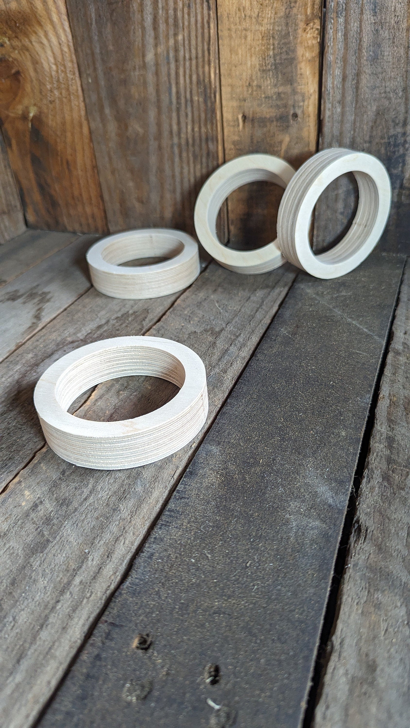 4" Wood Donut, 3" center hole - BALTIC BIRCH - Wooden Circles, Unfinished Wooden Ring, Round Circles, Circular Wood, Ring, craft