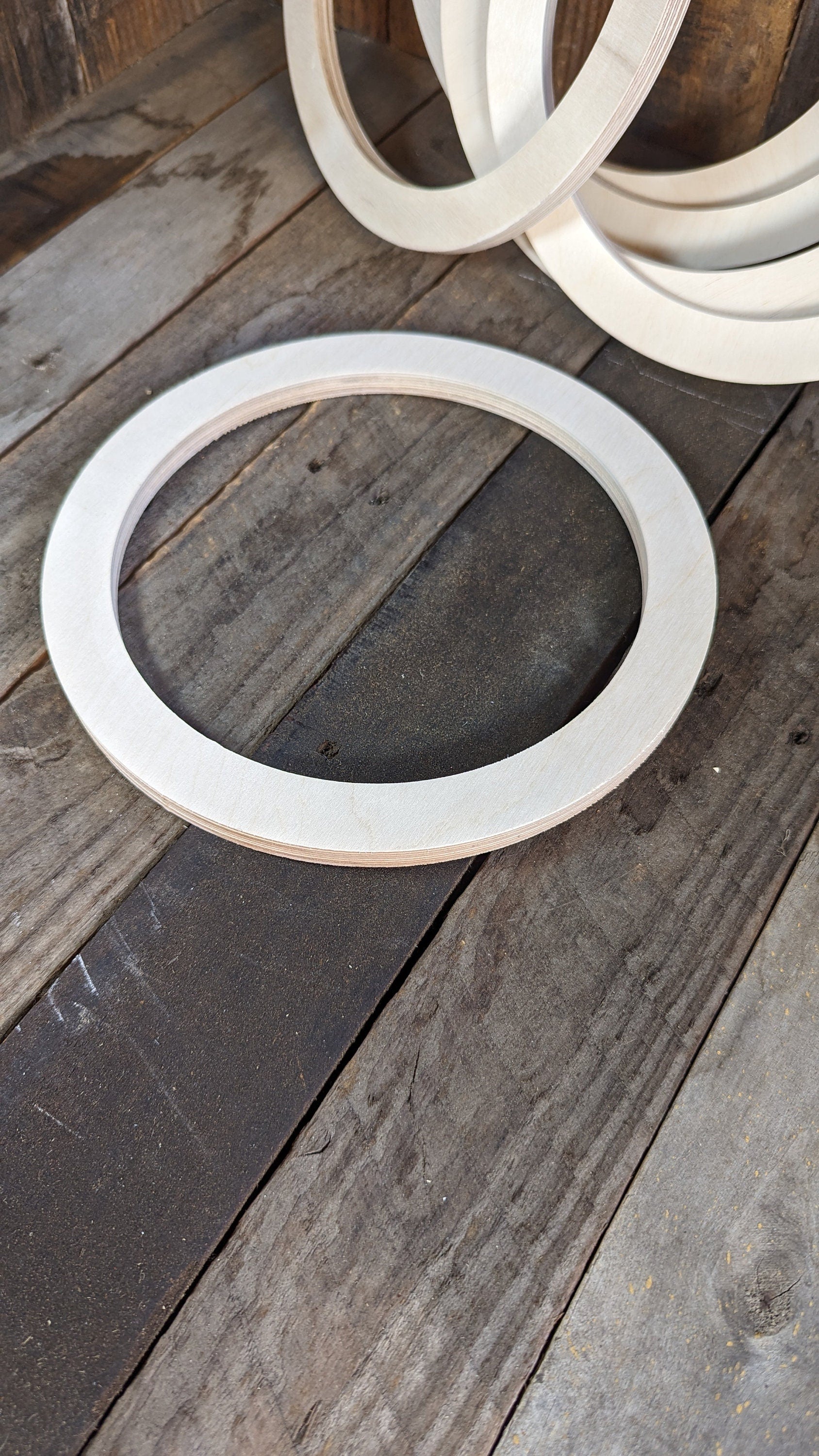 10" Baltic Birch Wood Donut, 8" Center Hole, Craft Supply