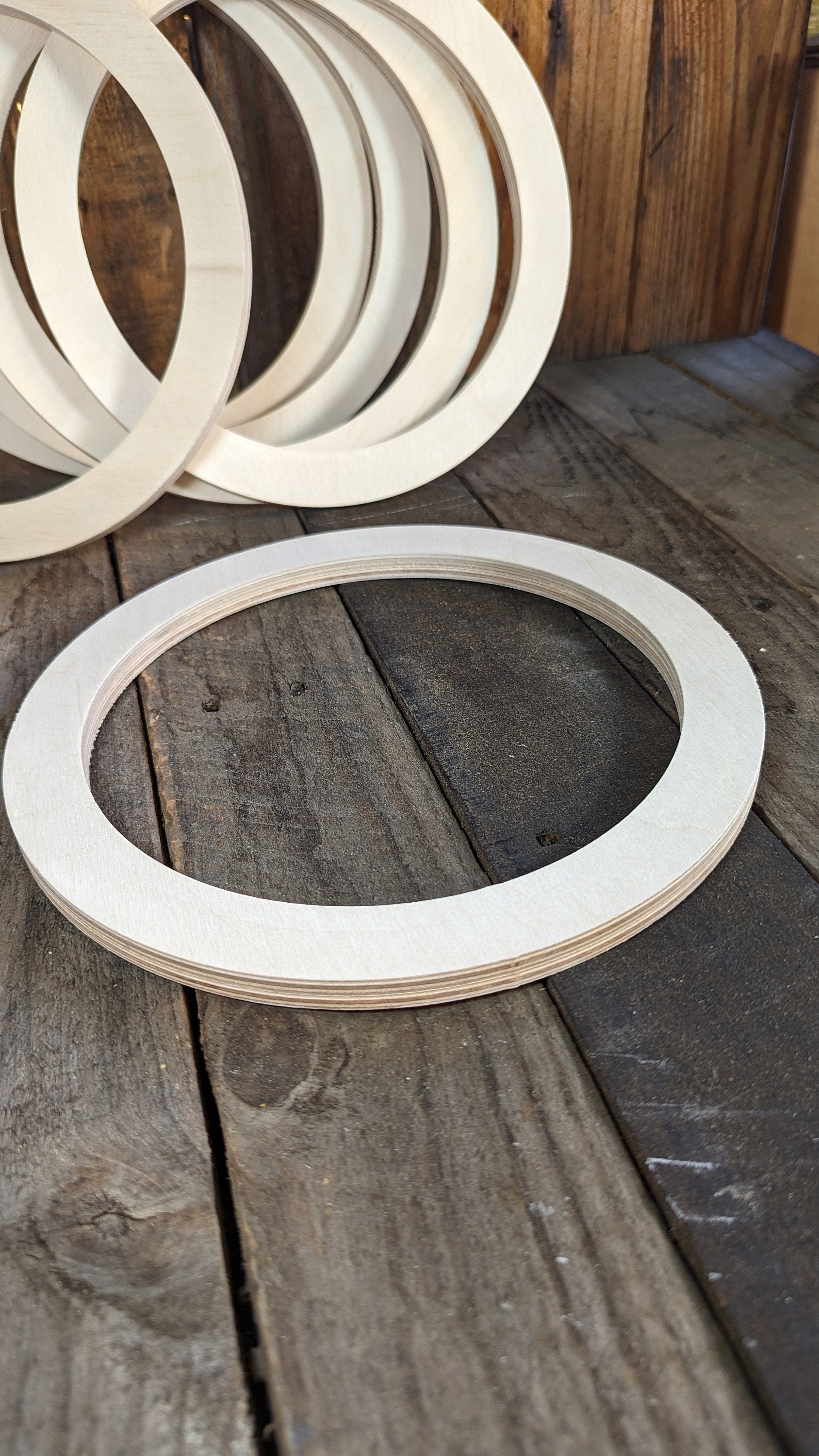 10" Baltic Birch Wood Donut, 9" Center Hole, Craft Supply