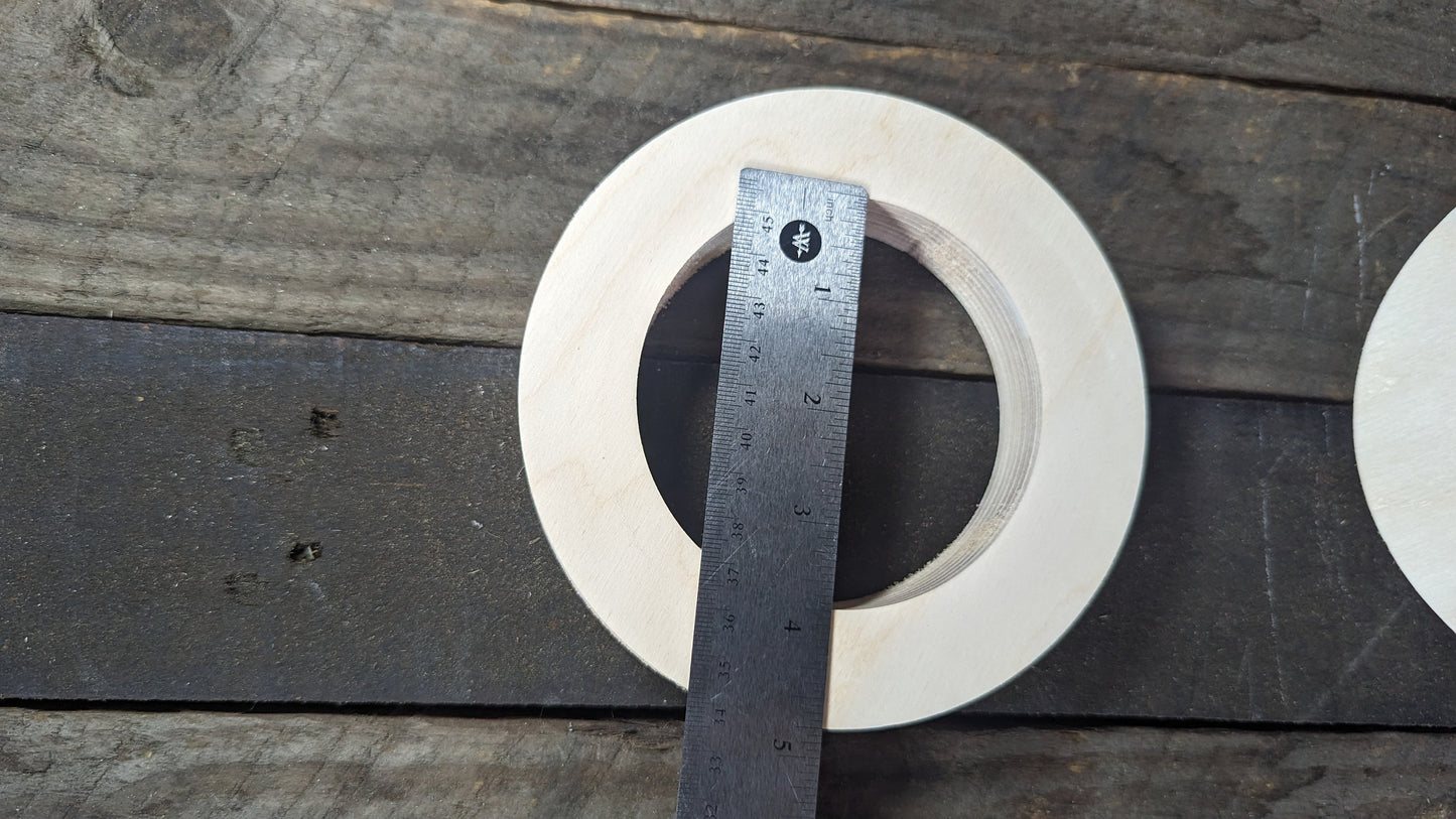 5.75" (5 3/4") Wood Donut with 3.75" (3 3/4") hole , BALTIC BIRCH - Wooden Circles, Blank Circles Circular, Ring Shape