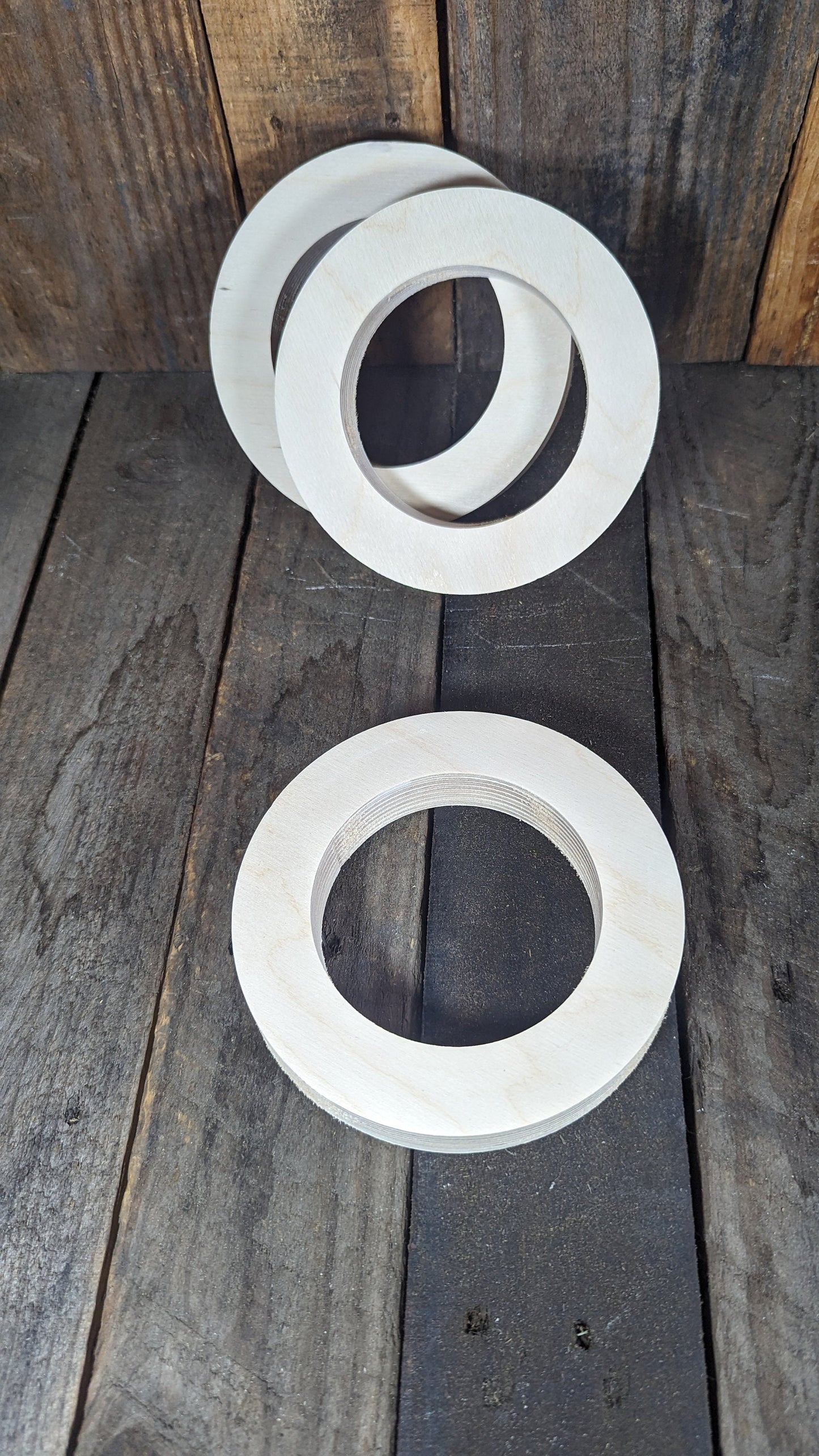 5.75" (5 3/4") Wood Donut with 3.75" (3 3/4")hole , BALTIC BIRCH - Wooden Circles, Blank Circles, Round Circles, Circular, Ring Shape