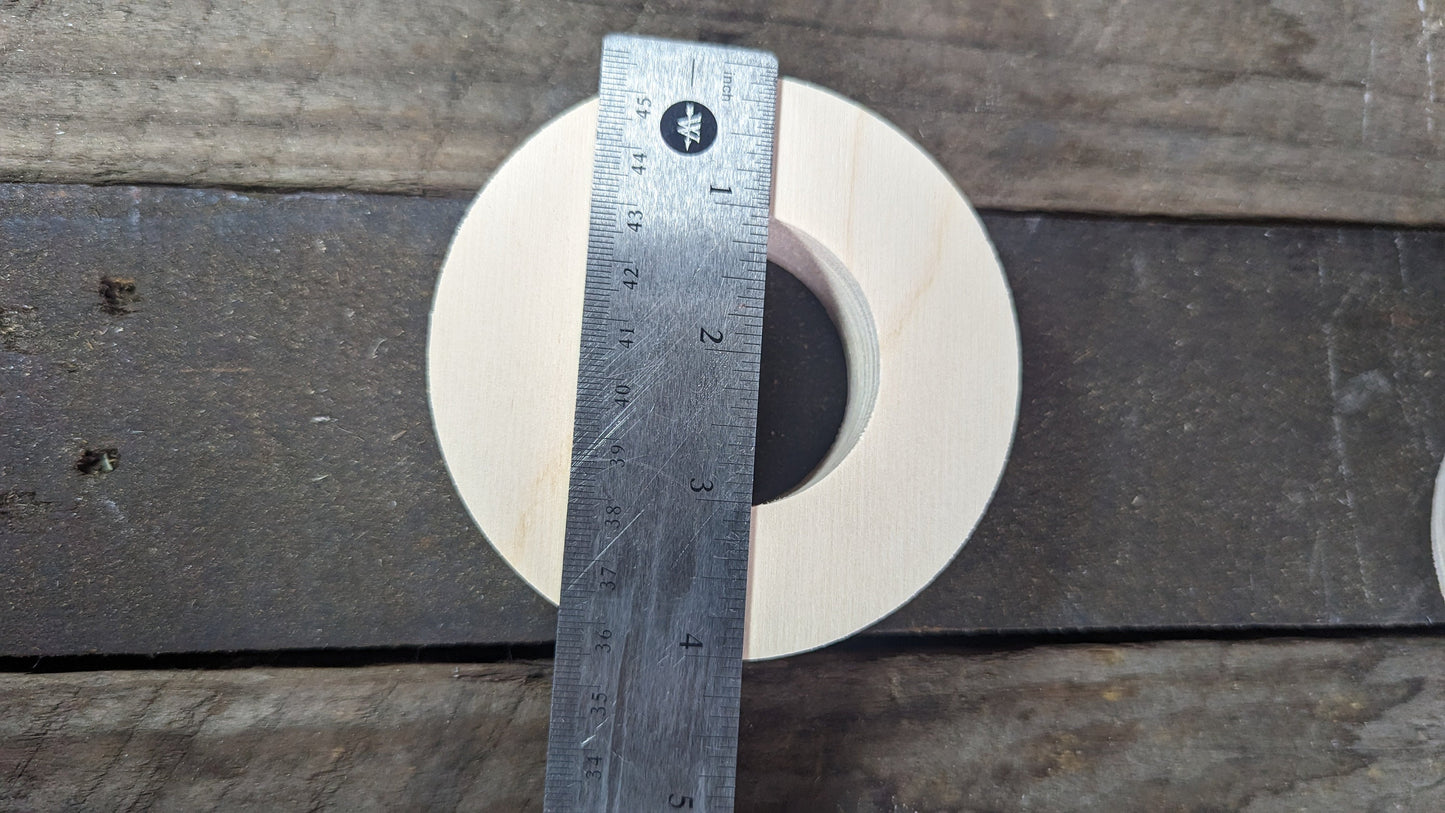 4" Baltic Birch Wood Donut, 2" Center Hole, DIY Craft Supply