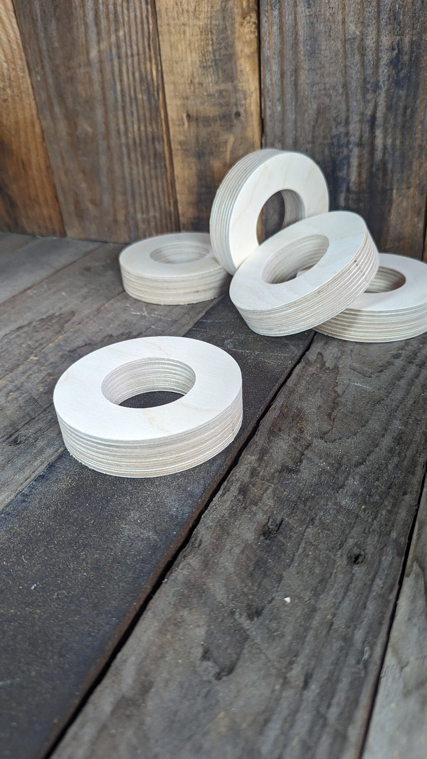 4" Wood Donut, 2" center hole - BALTIC BIRCH - Wooden Circles, Unfinished Wooden Ring, Round Circles, Circular Wood, Ring, craft