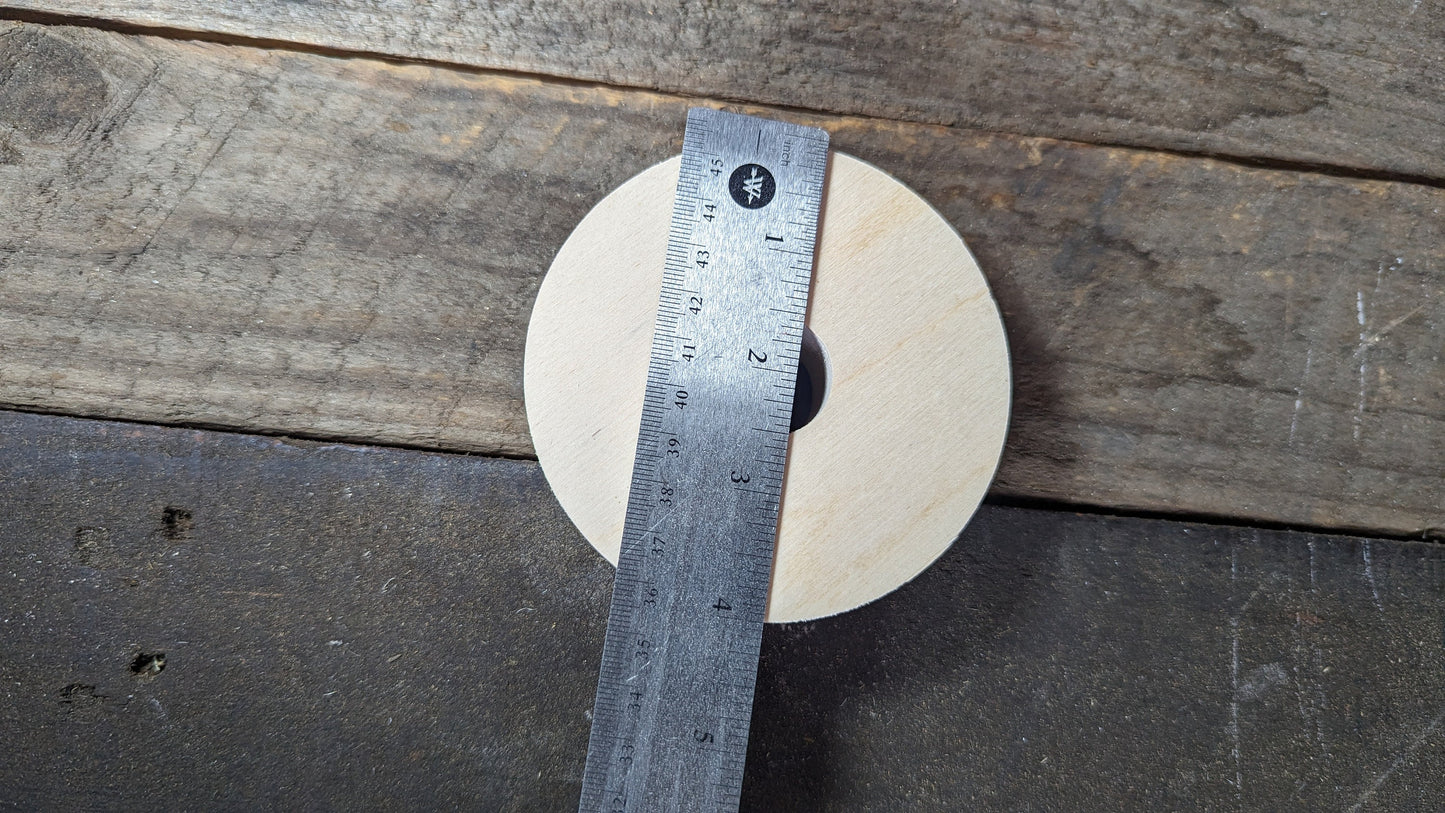 4" Baltic Birch Wood Donut Ring, 1" Center Hole, Craft Supply