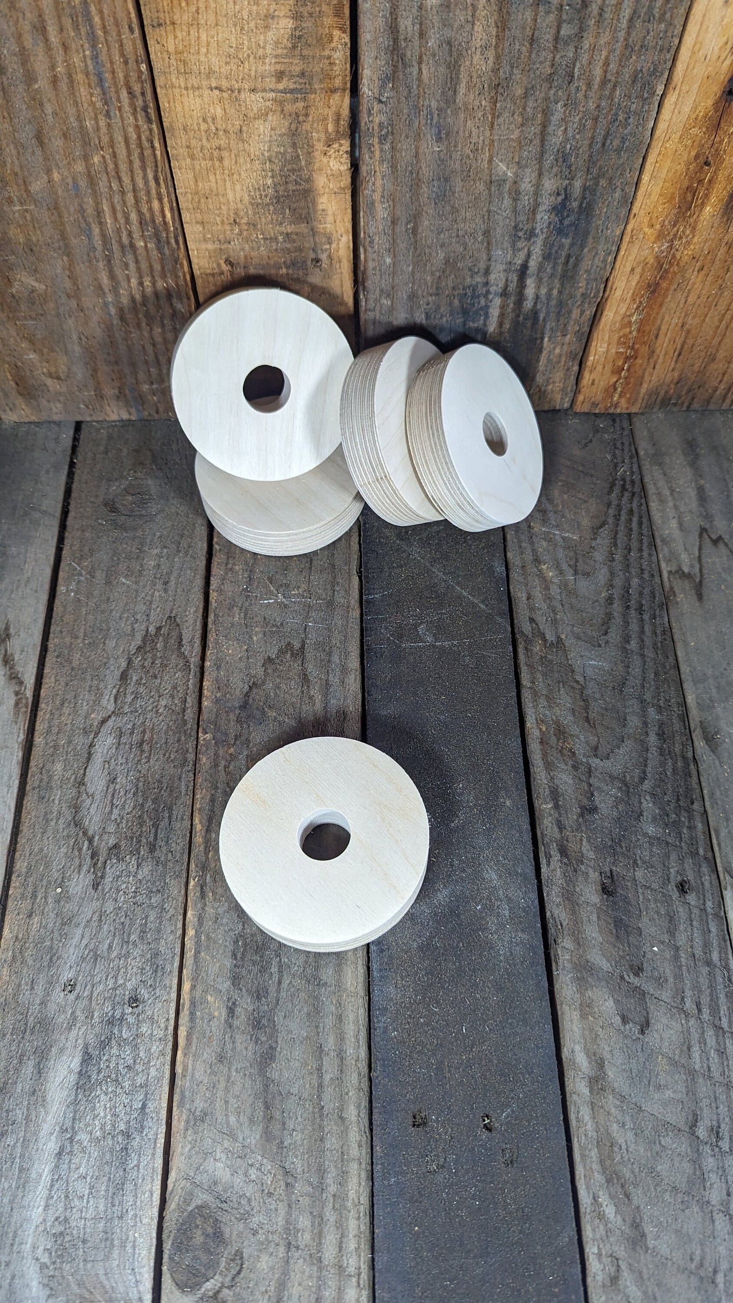 4" Baltic Birch Wood Donut Ring, 1" Center Hole, Craft Supply