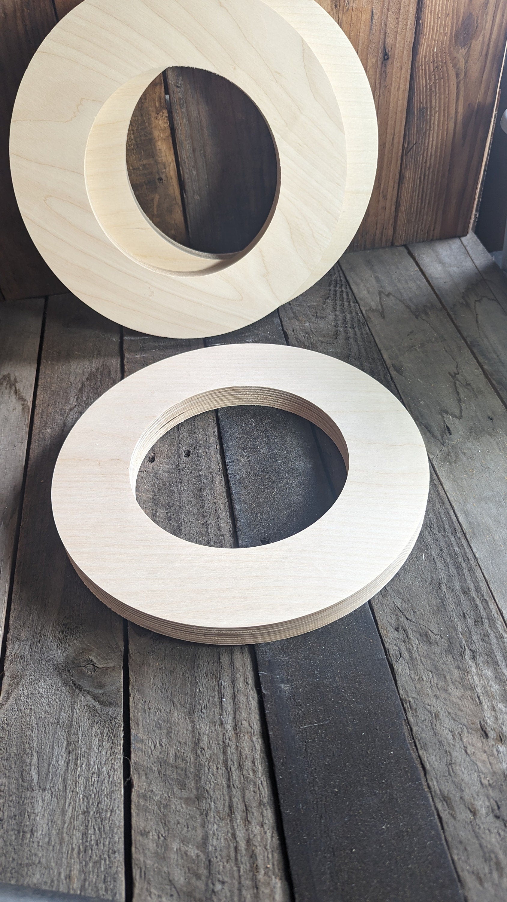 12.25 inch Wood Circle Disc with 7.25 inch center hole, BALTIC BIRCH Wooden Circles, Blank Circles, Unfinished Wooden Circles, Circular