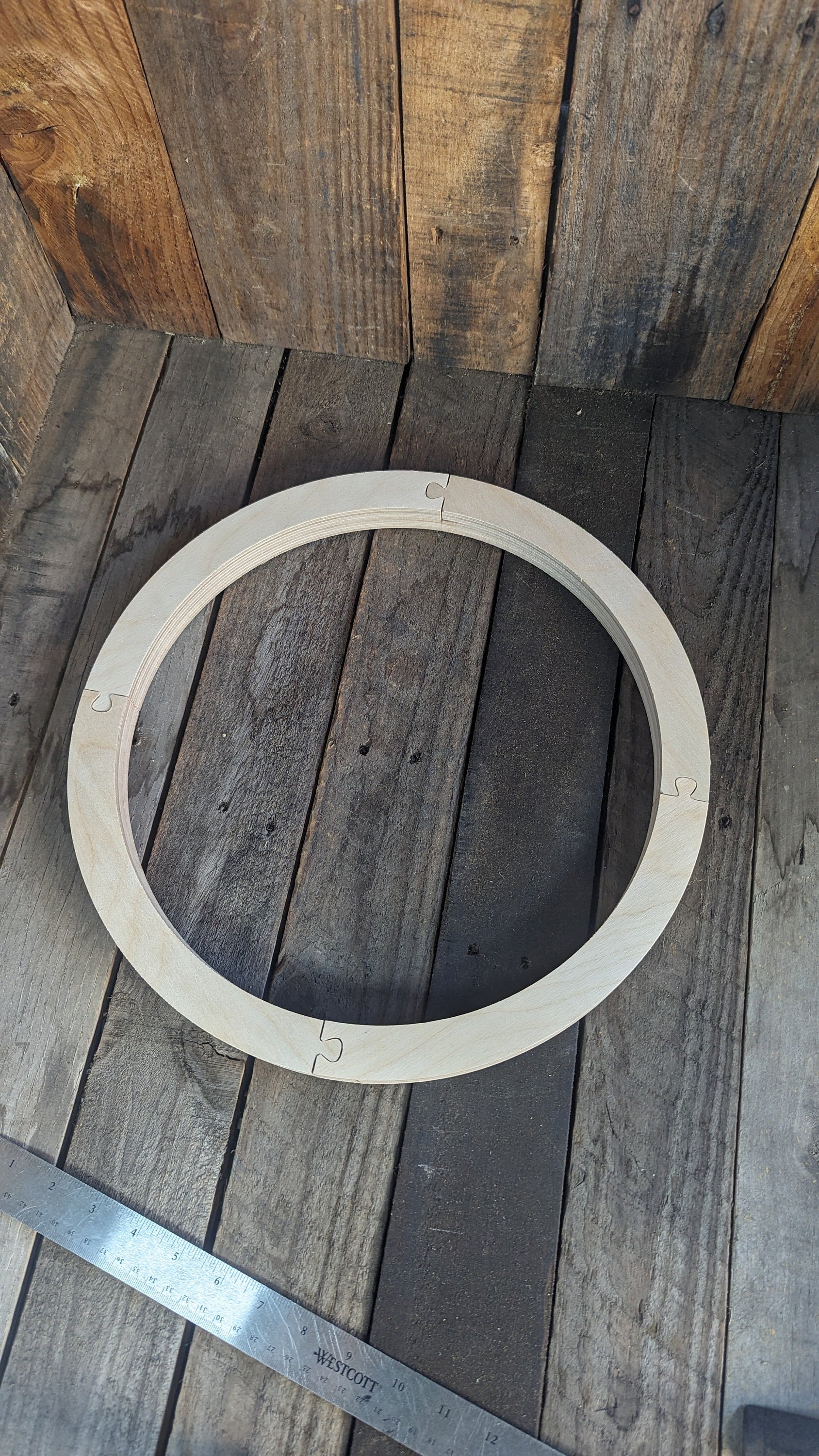 15 inch Wood Donut Ring with 12.75 inch center hole, BALTIC BIRCH Wooden Circles, Unfinished Wooden Circles, Round Circles, Circular Wood - puzzled