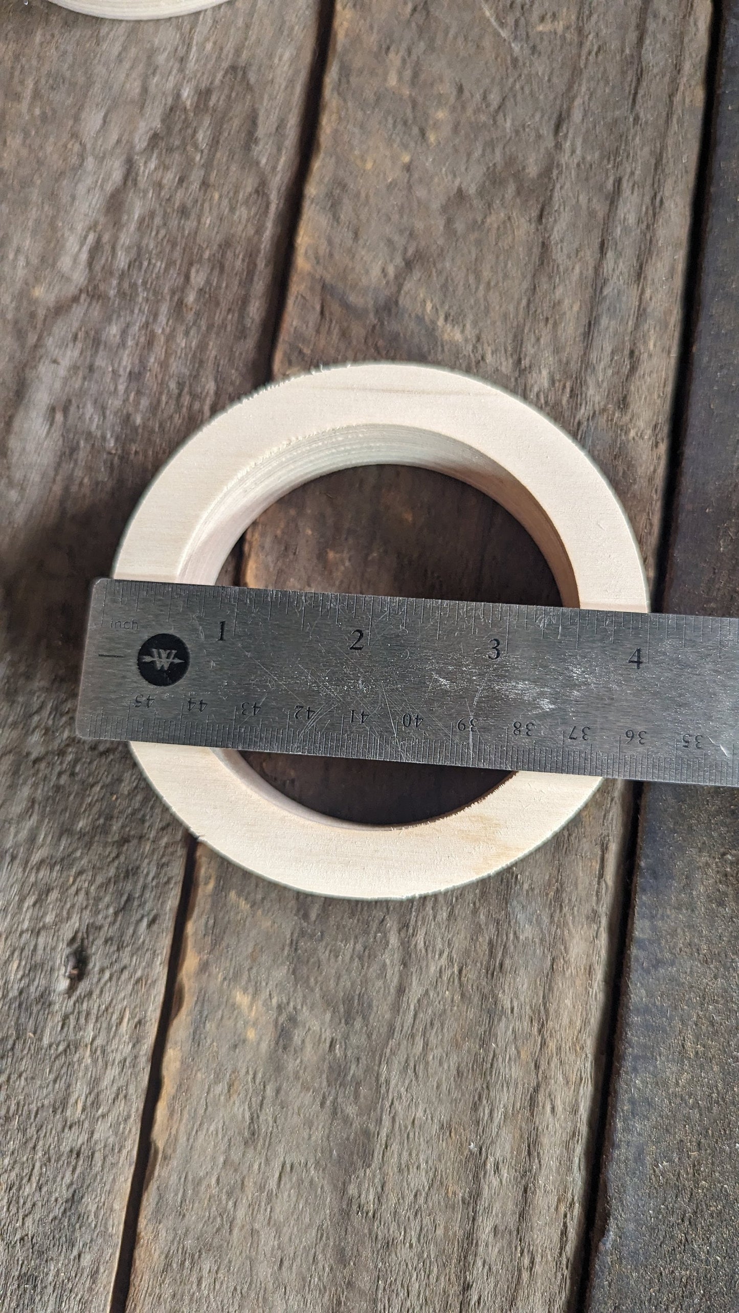 4" Baltic Birch Wood Donut Ring, 3" Center Hole, Unfinished Wooden Circle