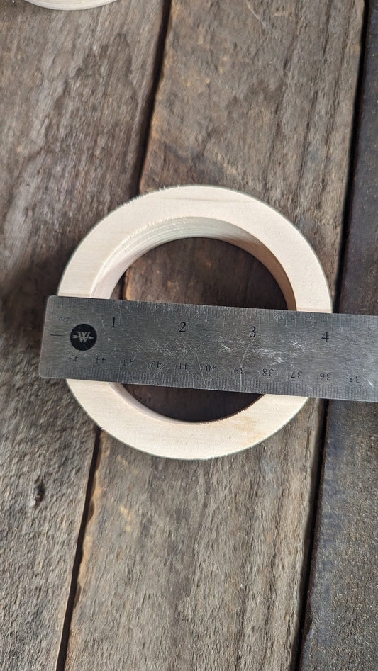 4" Baltic Birch Wood Donut Ring, 3" Center Hole, Unfinished Wooden Circle