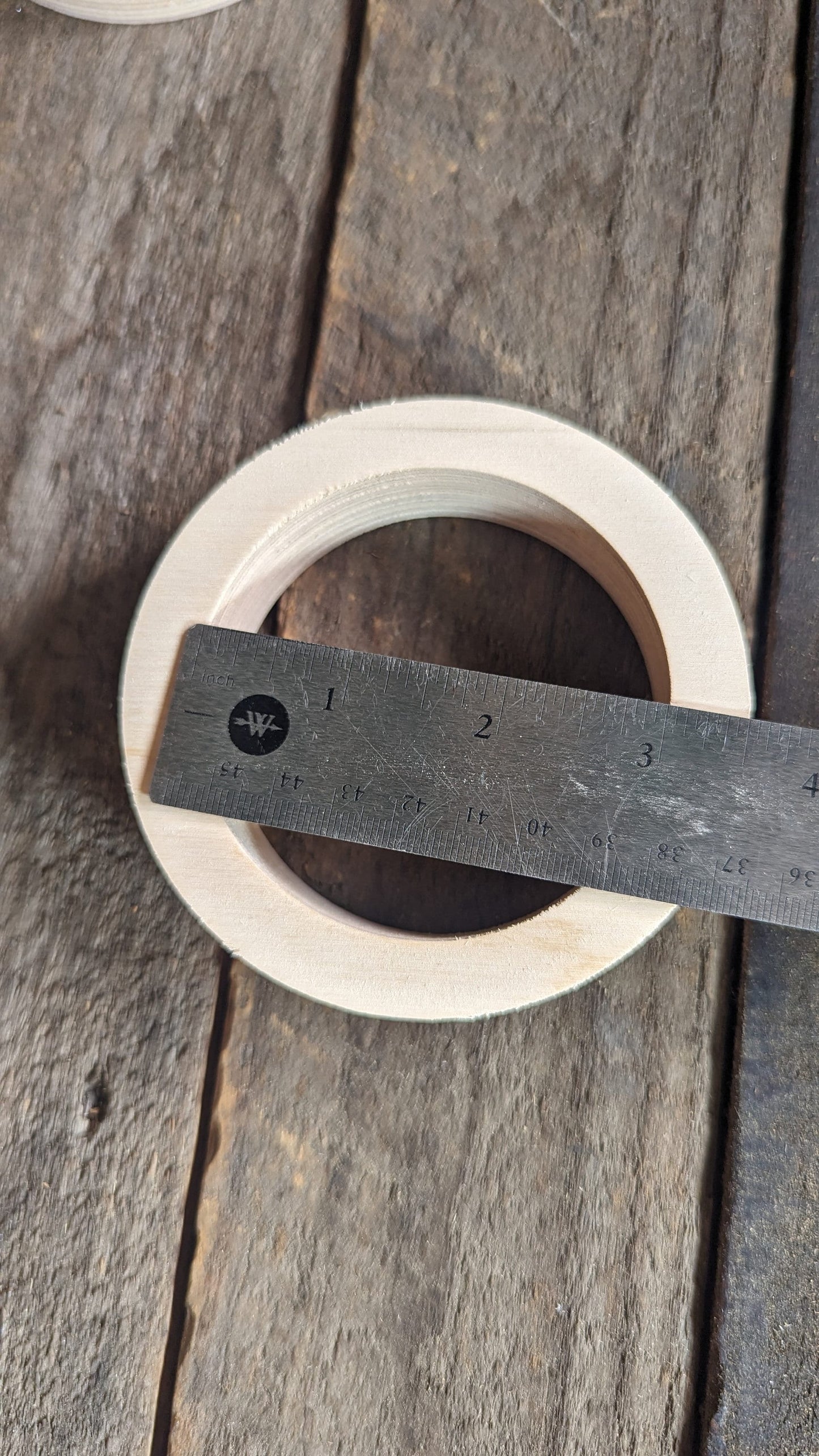 4" Baltic Birch Wood Donut Ring, 3" Center Hole, Unfinished Wooden Circle