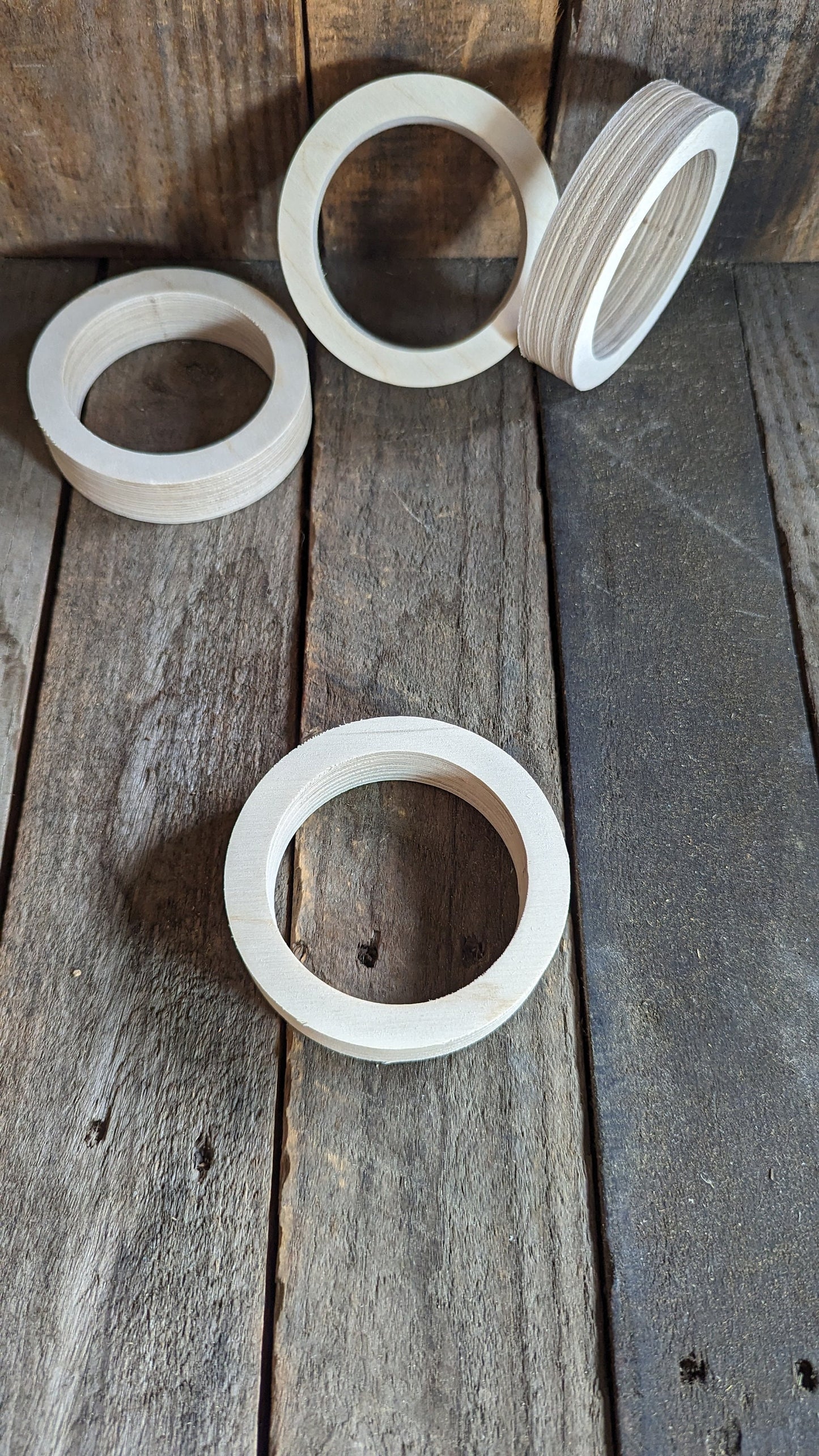 4" Baltic Birch Wood Donut Ring, 3" Center Hole, Unfinished Wooden Circle
