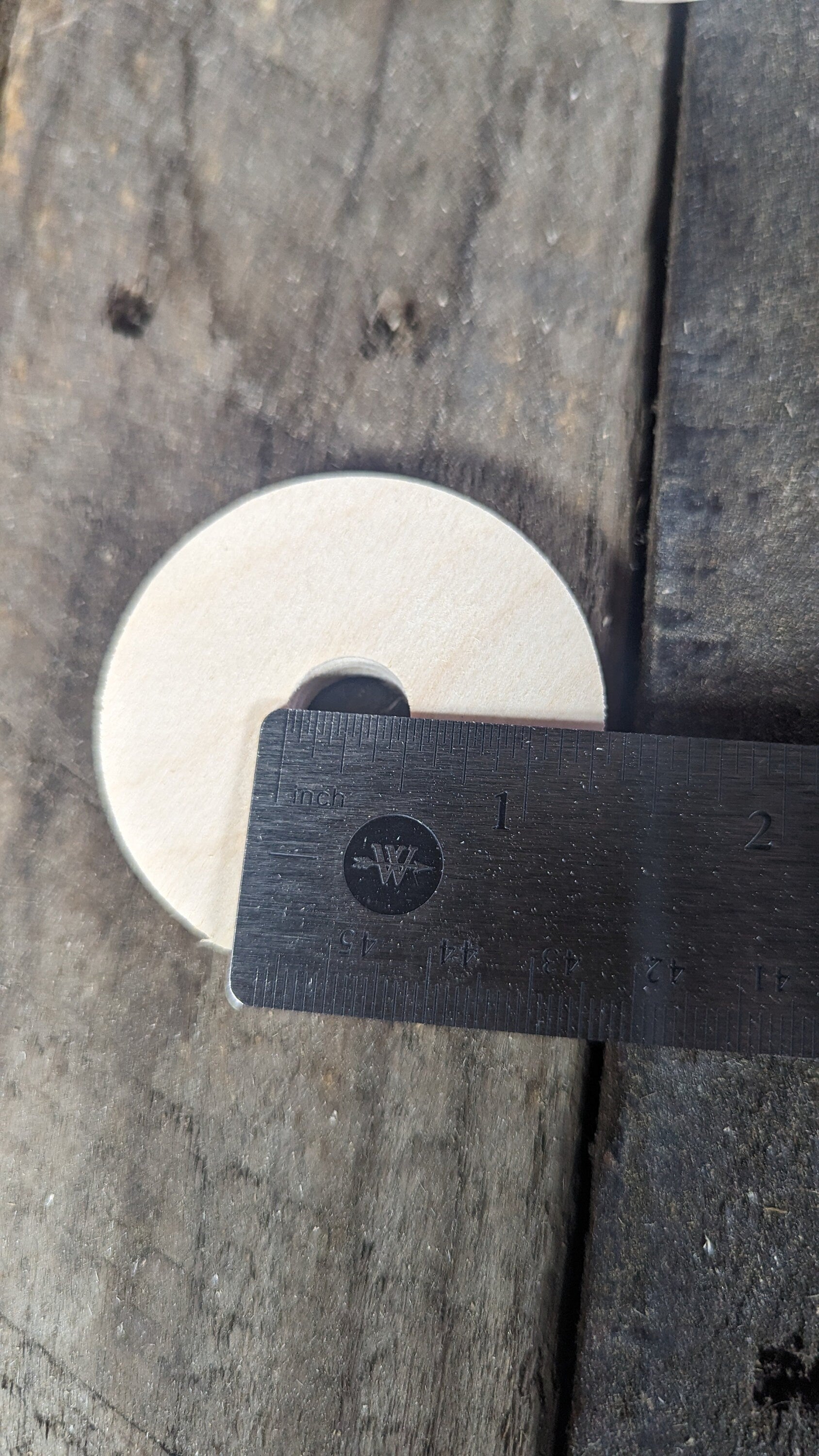 5 Pack - 2.125" Baltic Birch Wood Donut, 0.5" (1/2") Center Hole
