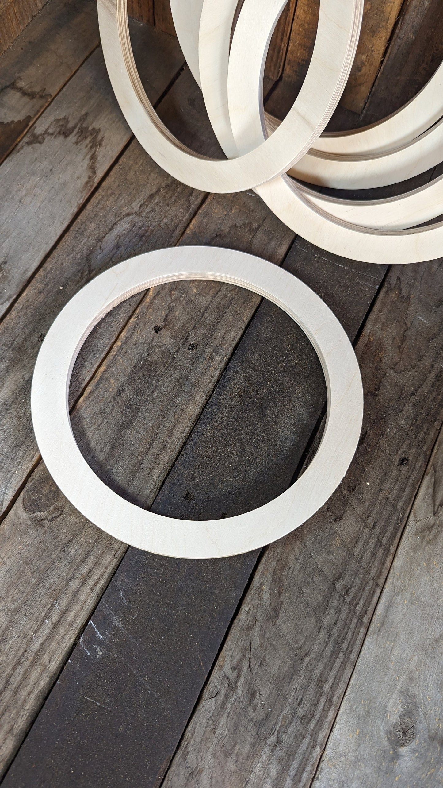 10" Baltic Birch Wood Donut, 8" Center Hole, Craft Supply