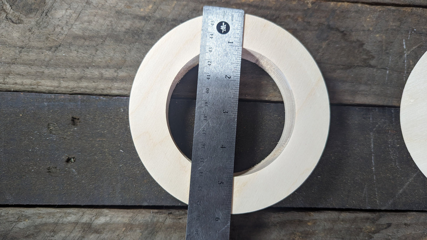 5.75" (5 3/4") Wood Donut with 3.75" (3 3/4") hole , BALTIC BIRCH - Wooden Circles, Blank Circles Circular, Ring Shape