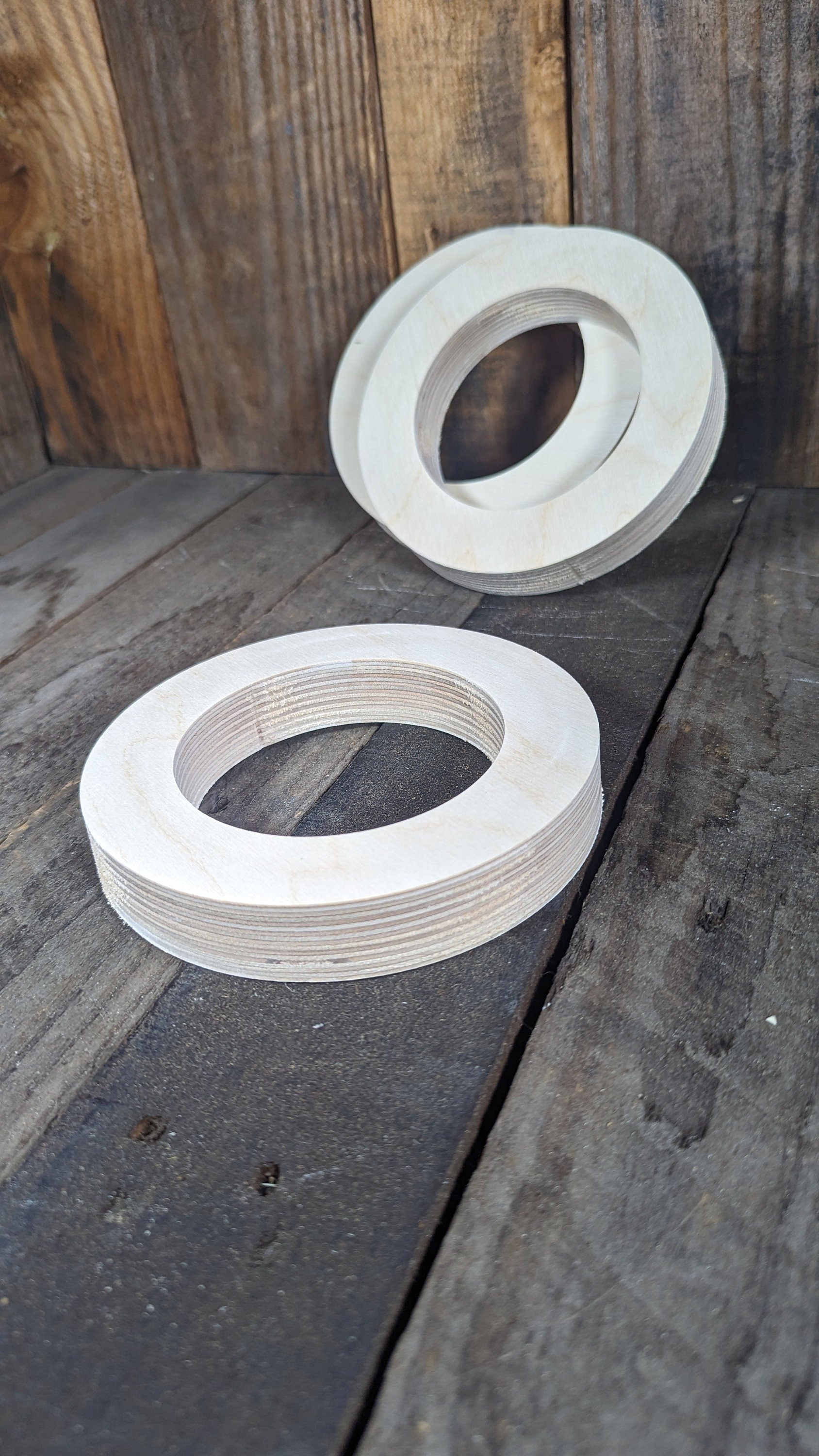 5.75" (5 3/4") Wood Donut with 3.75" (3 3/4")hole , BALTIC BIRCH - Wooden Circles, Blank Circles, Round Circles, Circular, Ring Shape