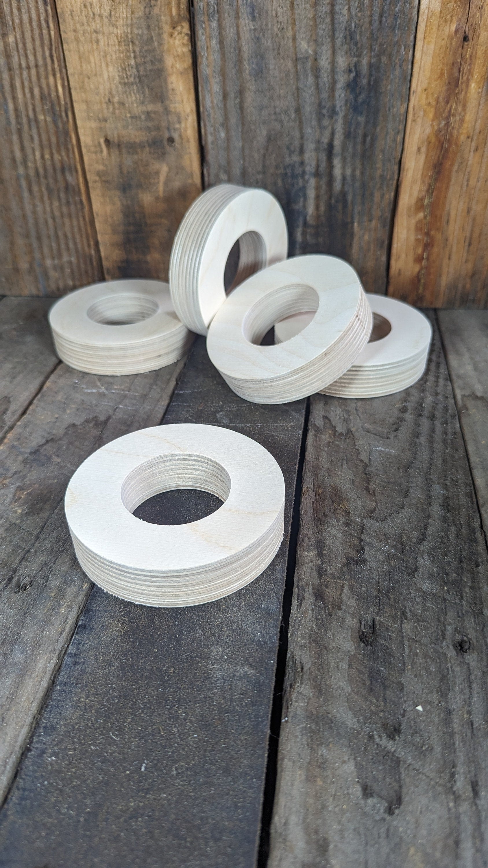 4" Baltic Birch Wood Donut, 2" Center Hole, DIY Craft Supply