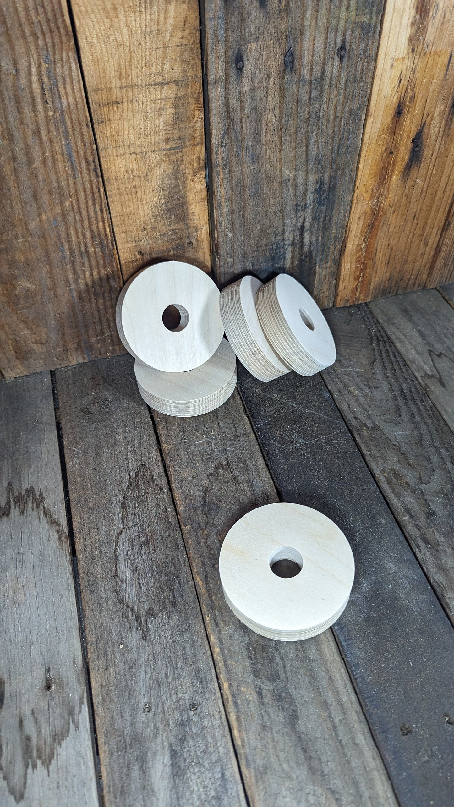 4" Baltic Birch Wood Donut Ring, 1" Center Hole, Craft Supply