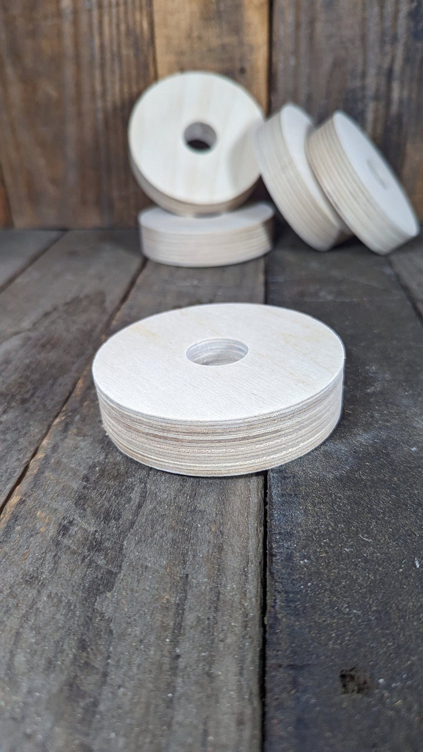 4" Wood Donut, 1" center hole - BALTIC BIRCH - Wooden Circles, Unfinished Wooden Ring, Round Circles, Circular Wood, Ring, craft