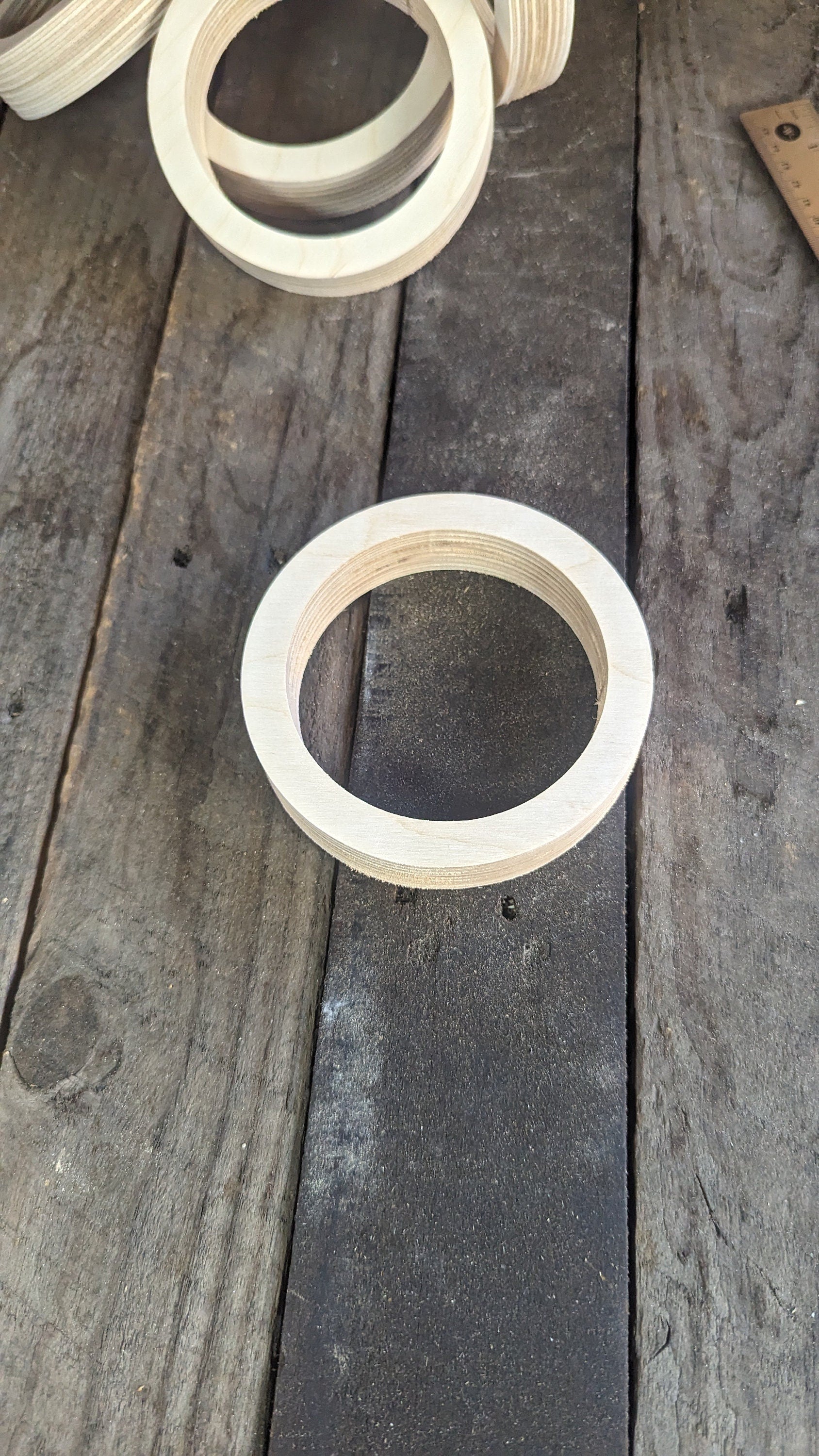 4.75" Baltic Birch Wood Donut, 3.75" Center Hole, Unfinished Craft Ring