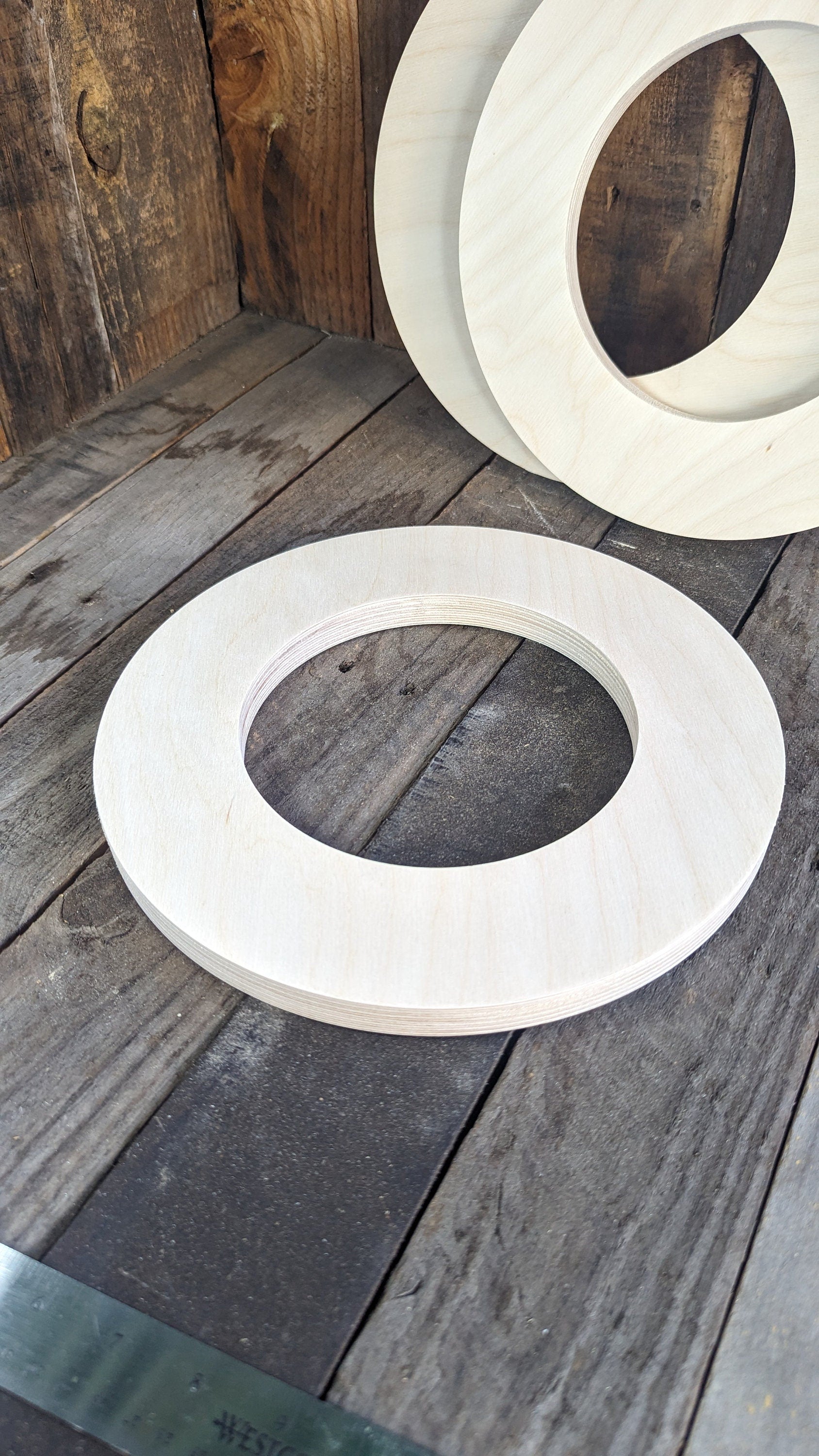 11" Baltic Birch Wood Circle, 6.5" Center Hole, Craft Supplies