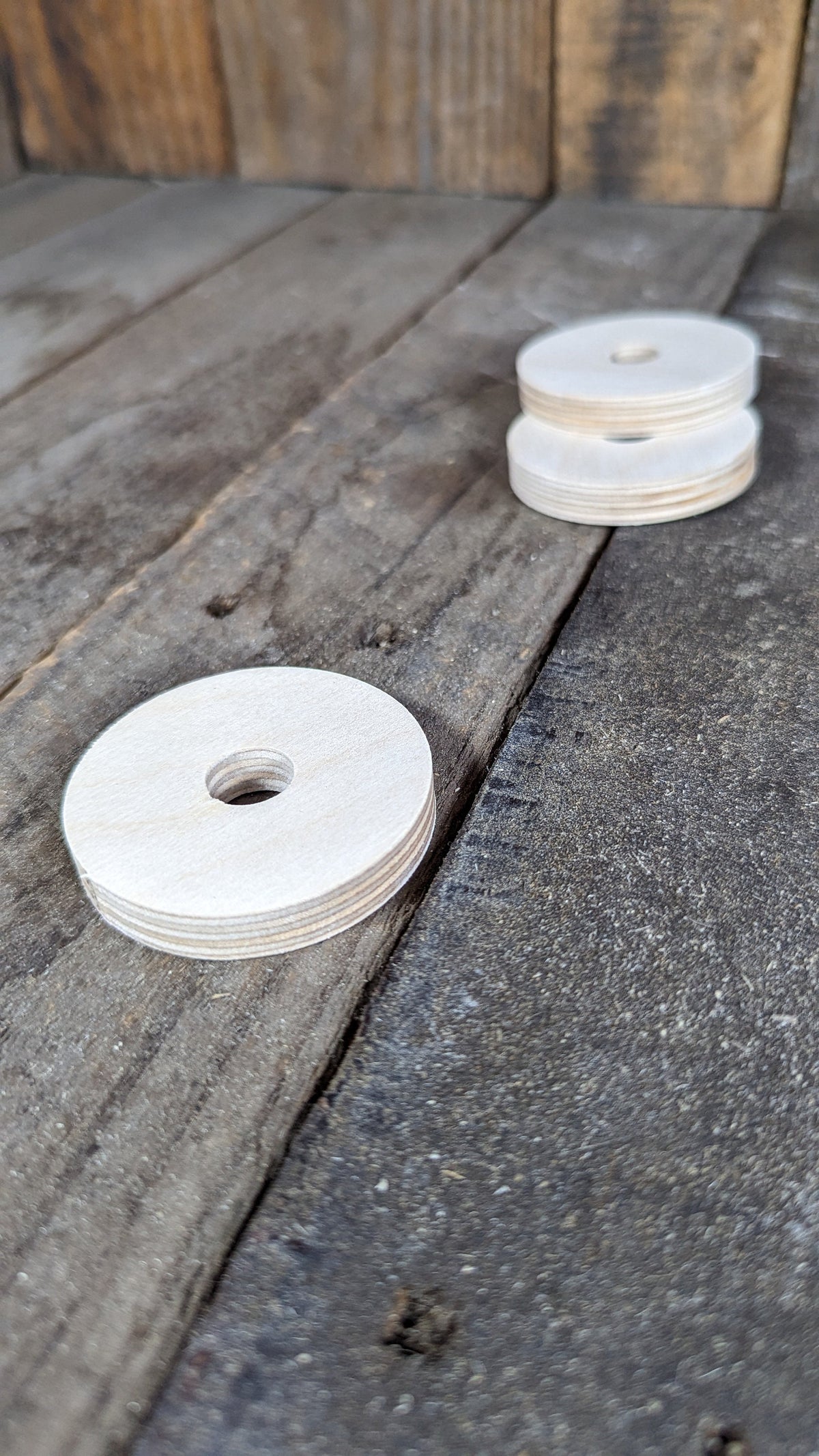 2" Baltic Birch Wood Donut, 0.5" (1/2") Center Hole