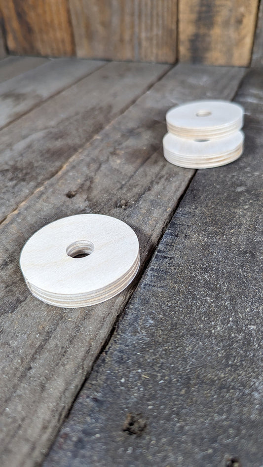 2" Baltic Birch Wood Donut, 0.5" (1/2") Center Hole