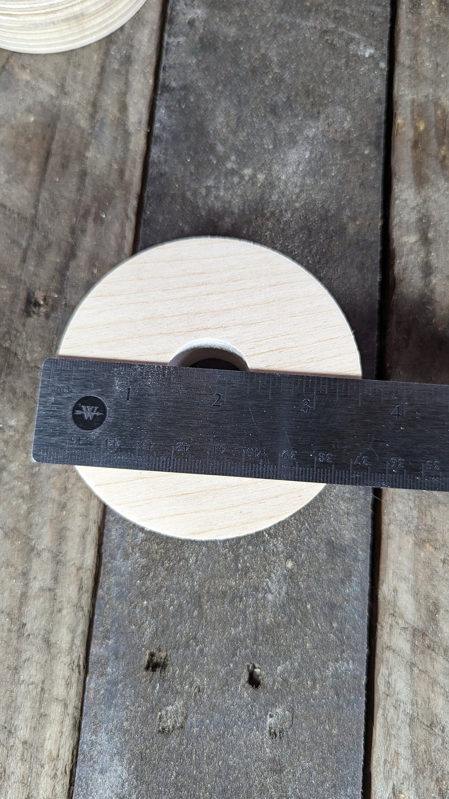5 Pack - 3.5" Baltic Birch Wood Donut, 1" Center Hole