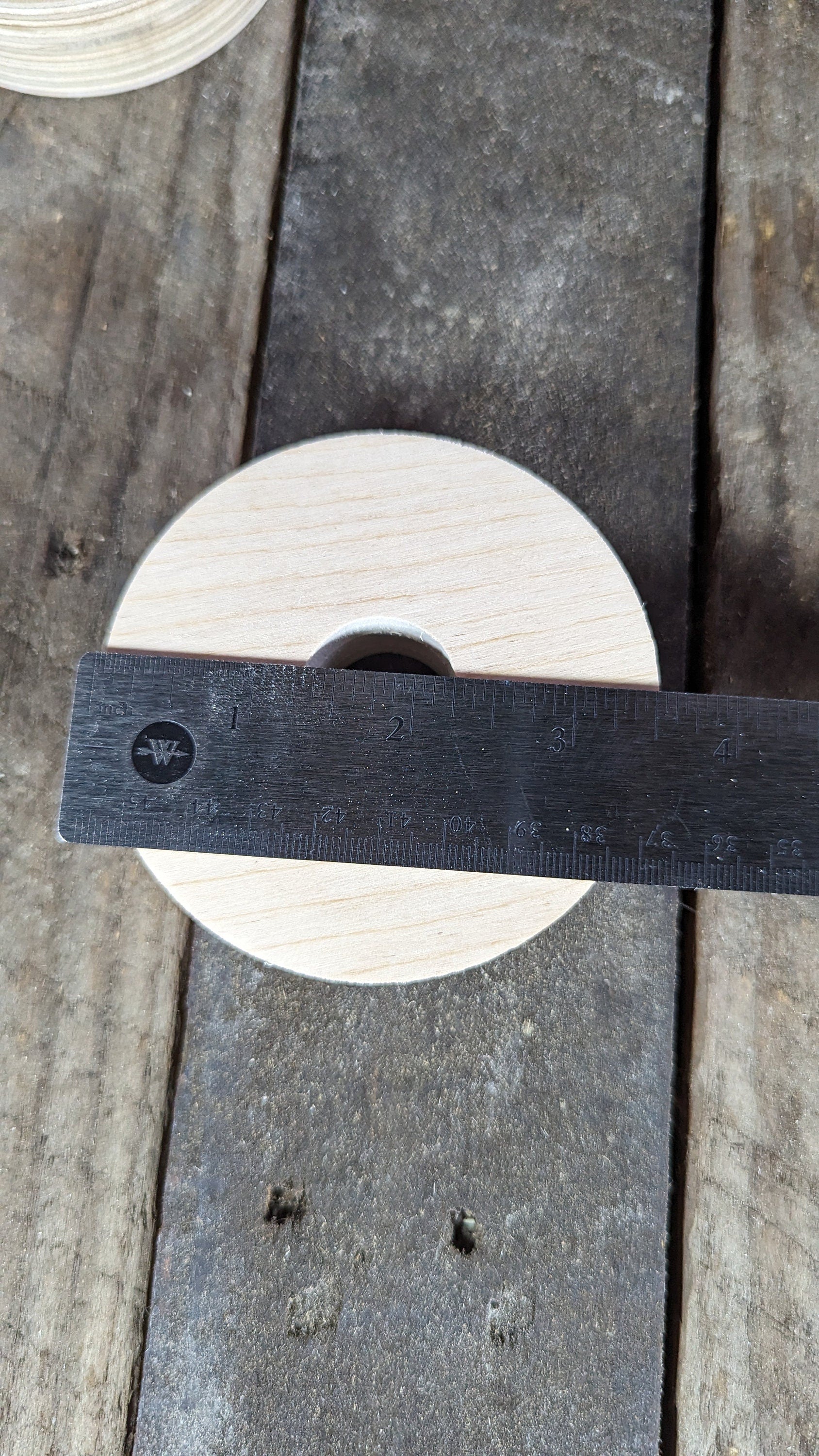 5 Pack - 3.5" Baltic Birch Wood Donut, 1" Center Hole