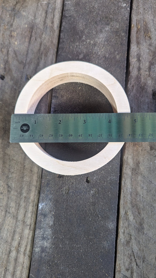 5 Pack - 4.75" Baltic Birch Wood Donut, 3.75" Center Hole, Unfinished Craft Ring