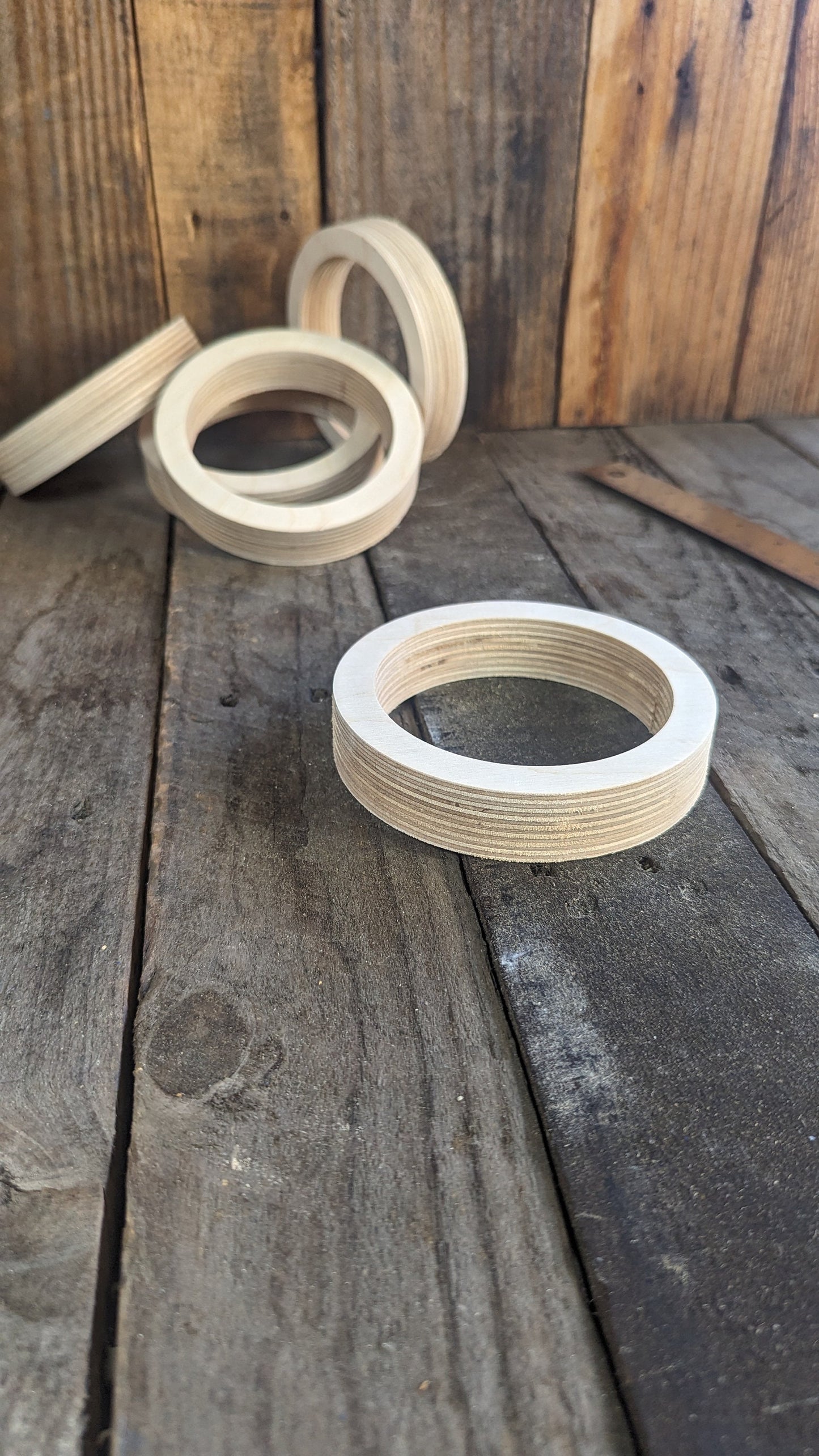 4.75" Baltic Birch Wood Donut, 3.75" Center Hole, Unfinished Craft Ring