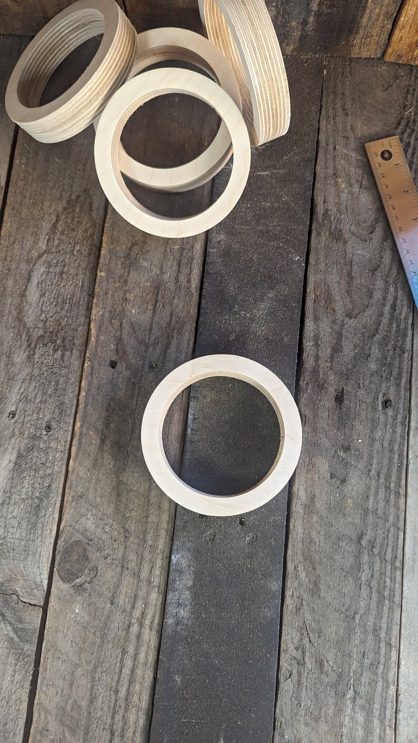 4.75" Baltic Birch Wood Donut, 3.75" Center Hole, Unfinished Craft Ring