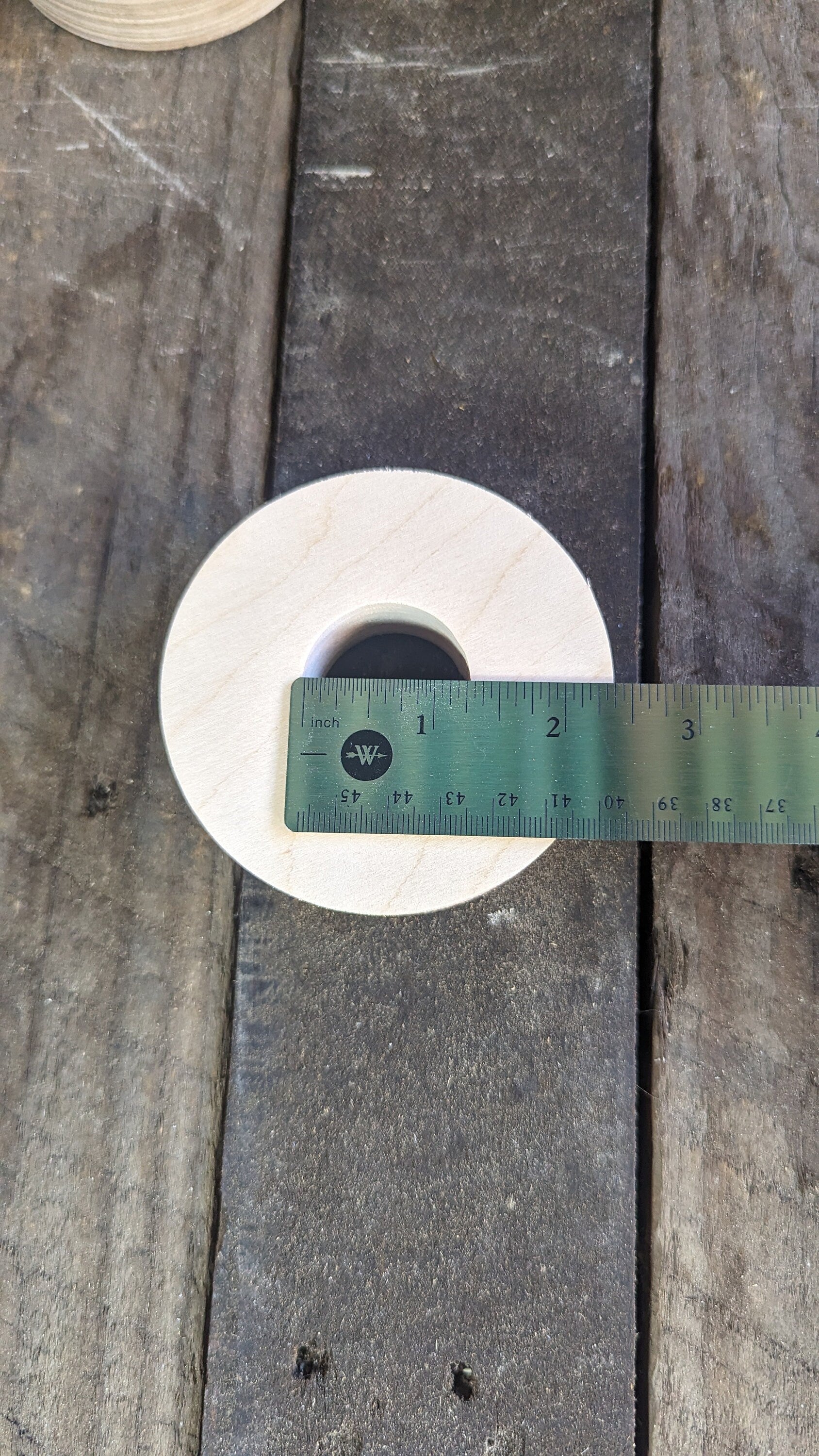 3.5" (3-1/2") Wood Donut, 1.25" (1-1/4") center hole - BALTIC BIRCH - Wooden Circles, Unfinished Wooden Circles, Circular Wood, Ring