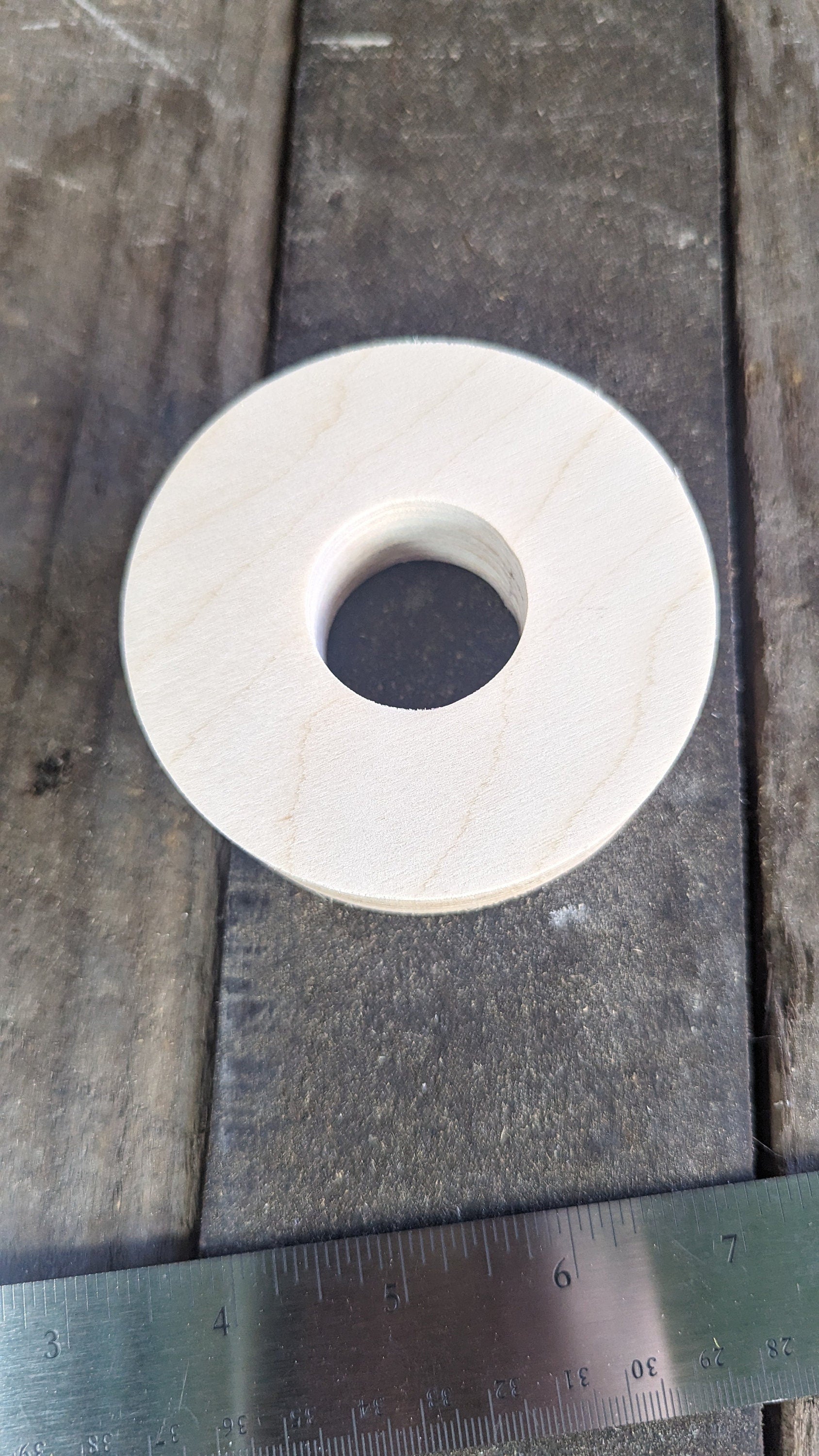 3.5" (3-1/2") Wood Donut, 1.25" (1-1/4") center hole - BALTIC BIRCH - Wooden Circles, Unfinished Wooden Circles, Circular Wood, Ring
