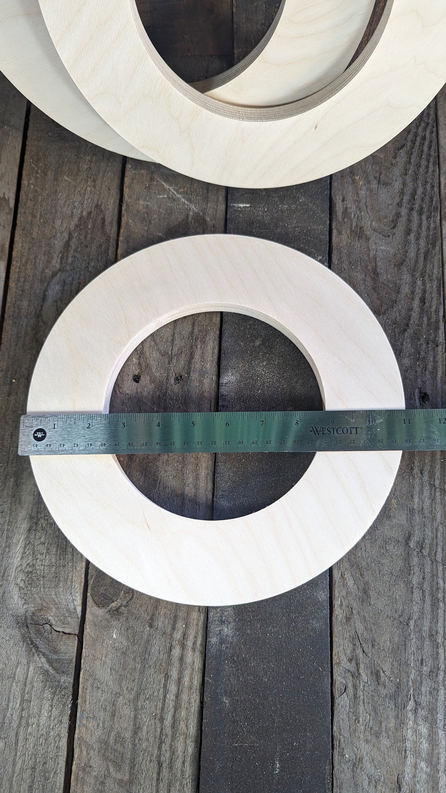 11" Wood Circle Disc with 6.5" (6-1/2")center hole, BALTIC BIRCH Wooden Circles, Blank Circles, Unfinished Wooden Circles, Circular