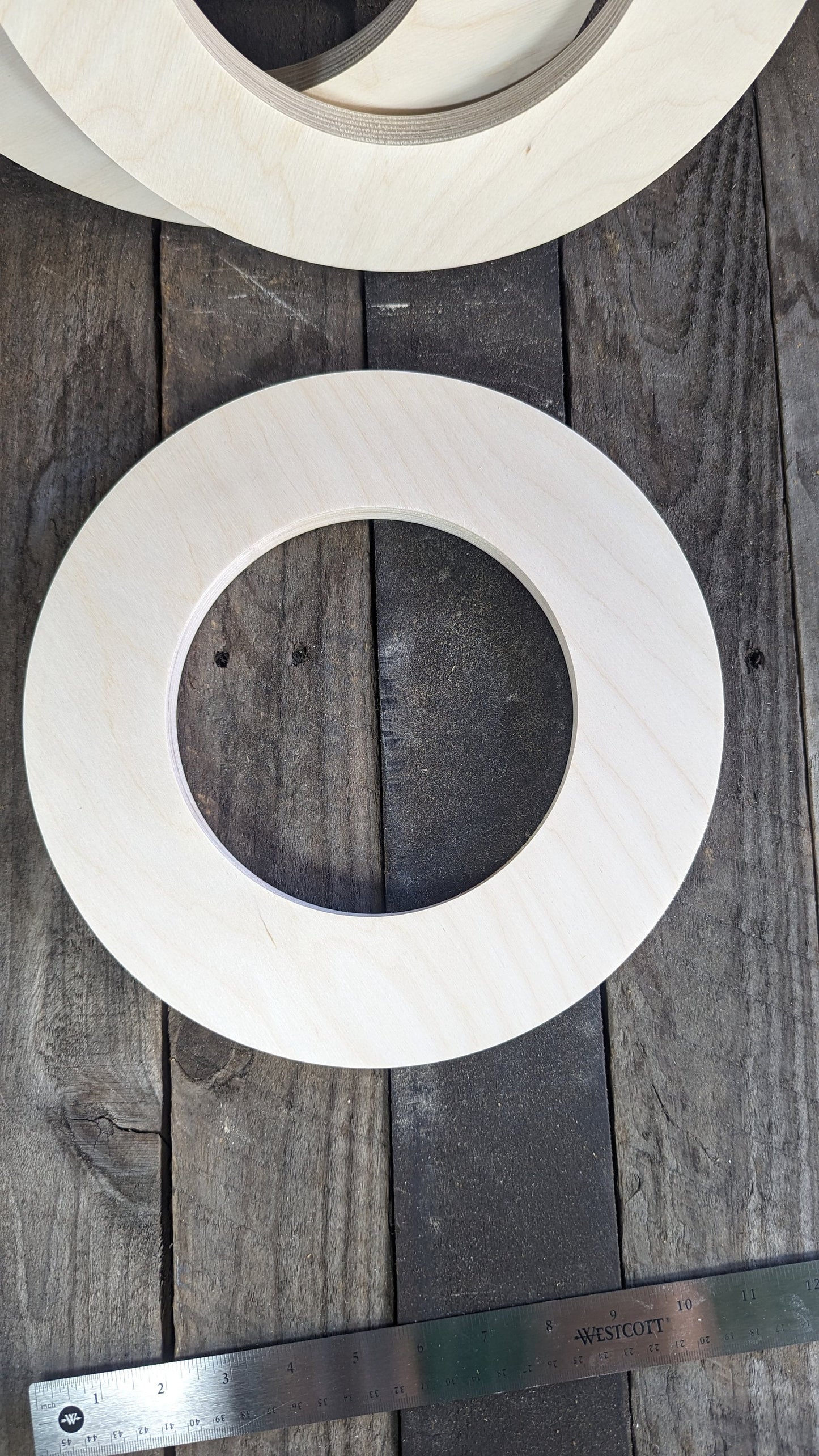 11" Wood Circle Disc with 6.5" (6-1/2")center hole, BALTIC BIRCH Wooden Circles, Blank Circles, Unfinished Wooden Circles, Circular