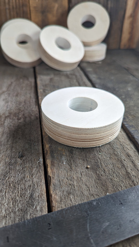 3" Wood Donut, 1.25" center hole - BALTIC BIRCH - Wooden Circles, Unfinished Wooden Circles, Round Circles, Circular Wood Active, Ring Shape