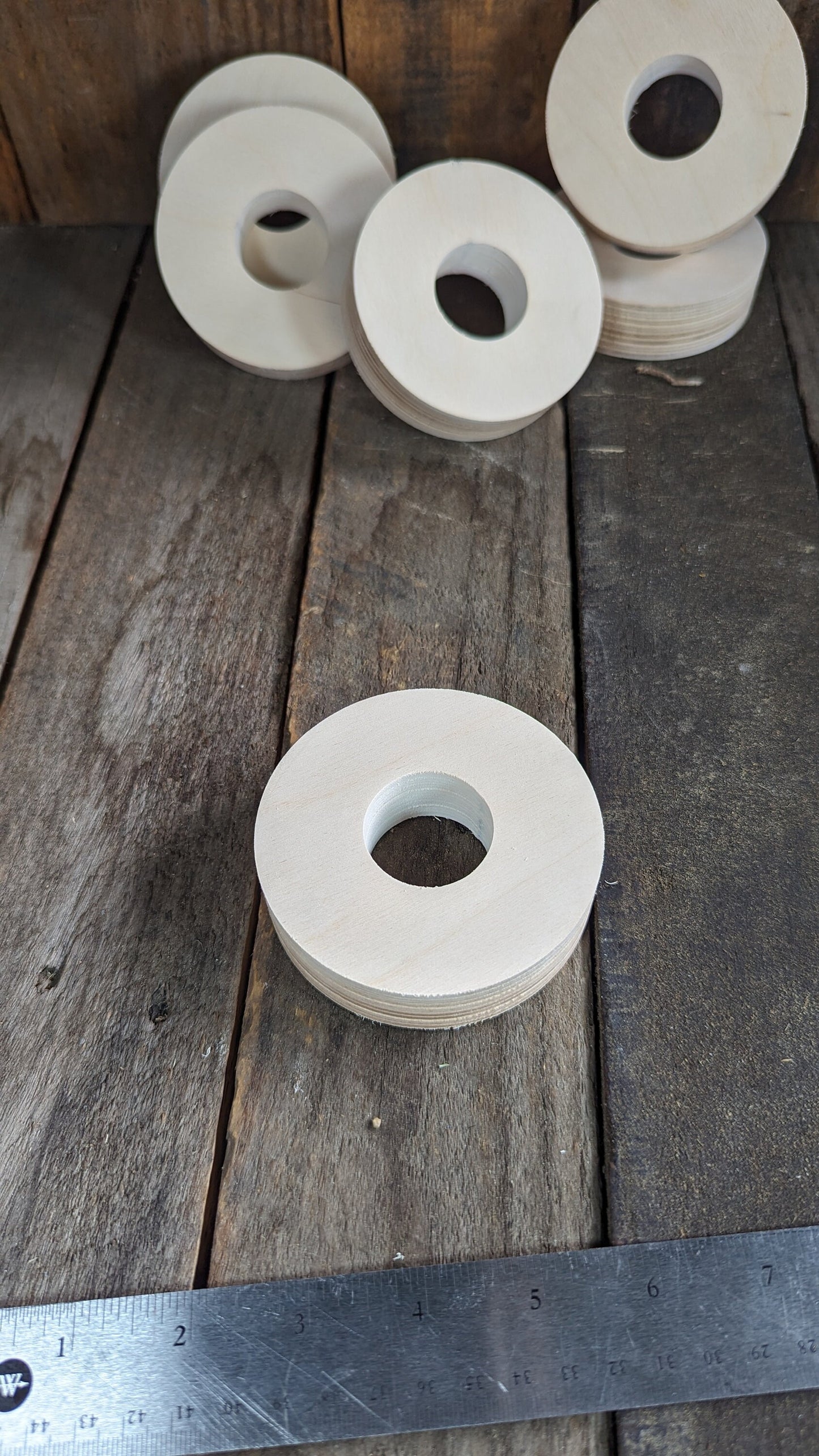 3" Wood Donut, 1.25" center hole - BALTIC BIRCH - Wooden Circles, Unfinished Wooden Circles, Round Circles, Circular Wood Active, Ring Shape