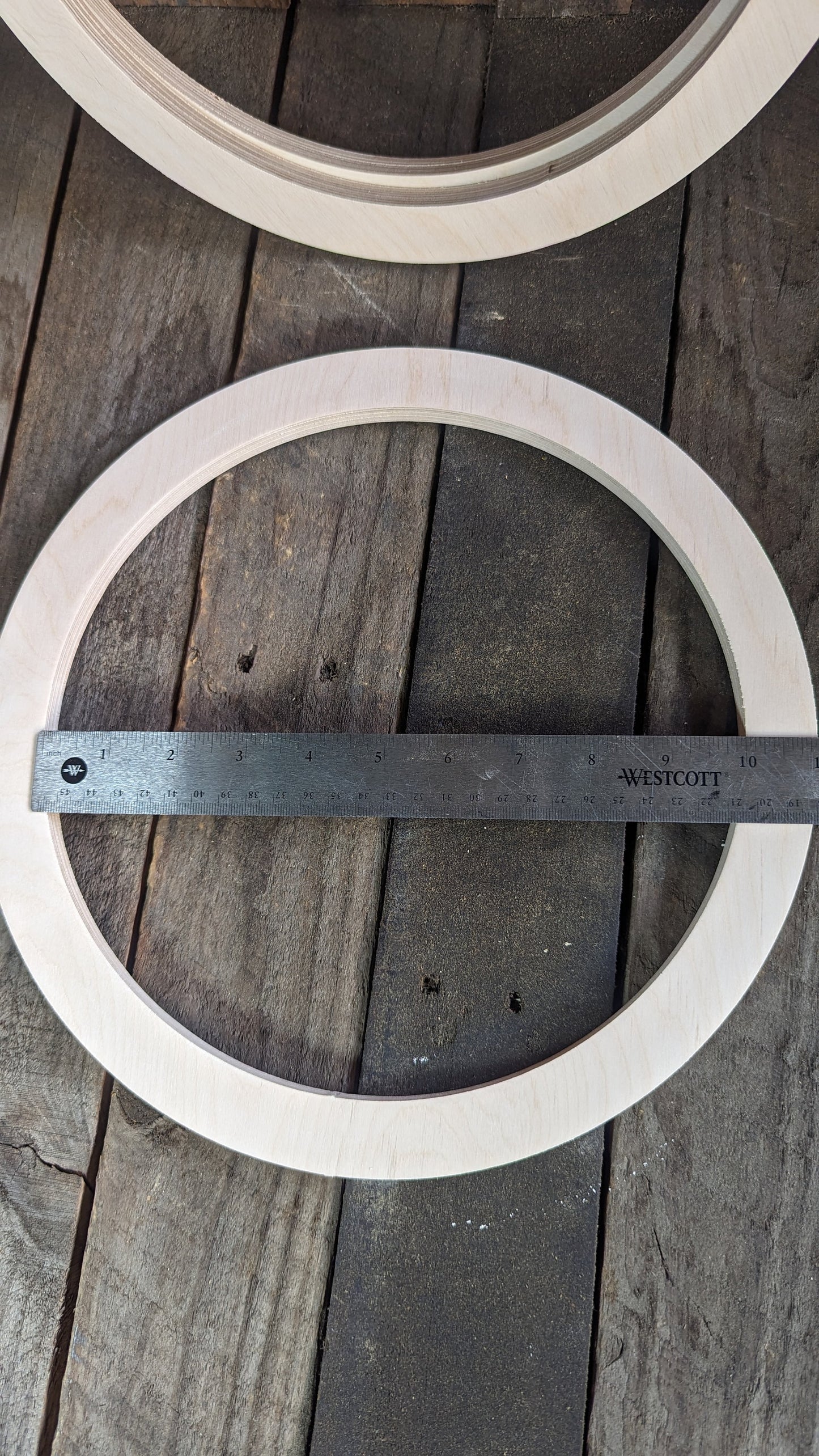 12" Baltic Birch Wood Donut Ring, 10" Center Hole, Craft DIY