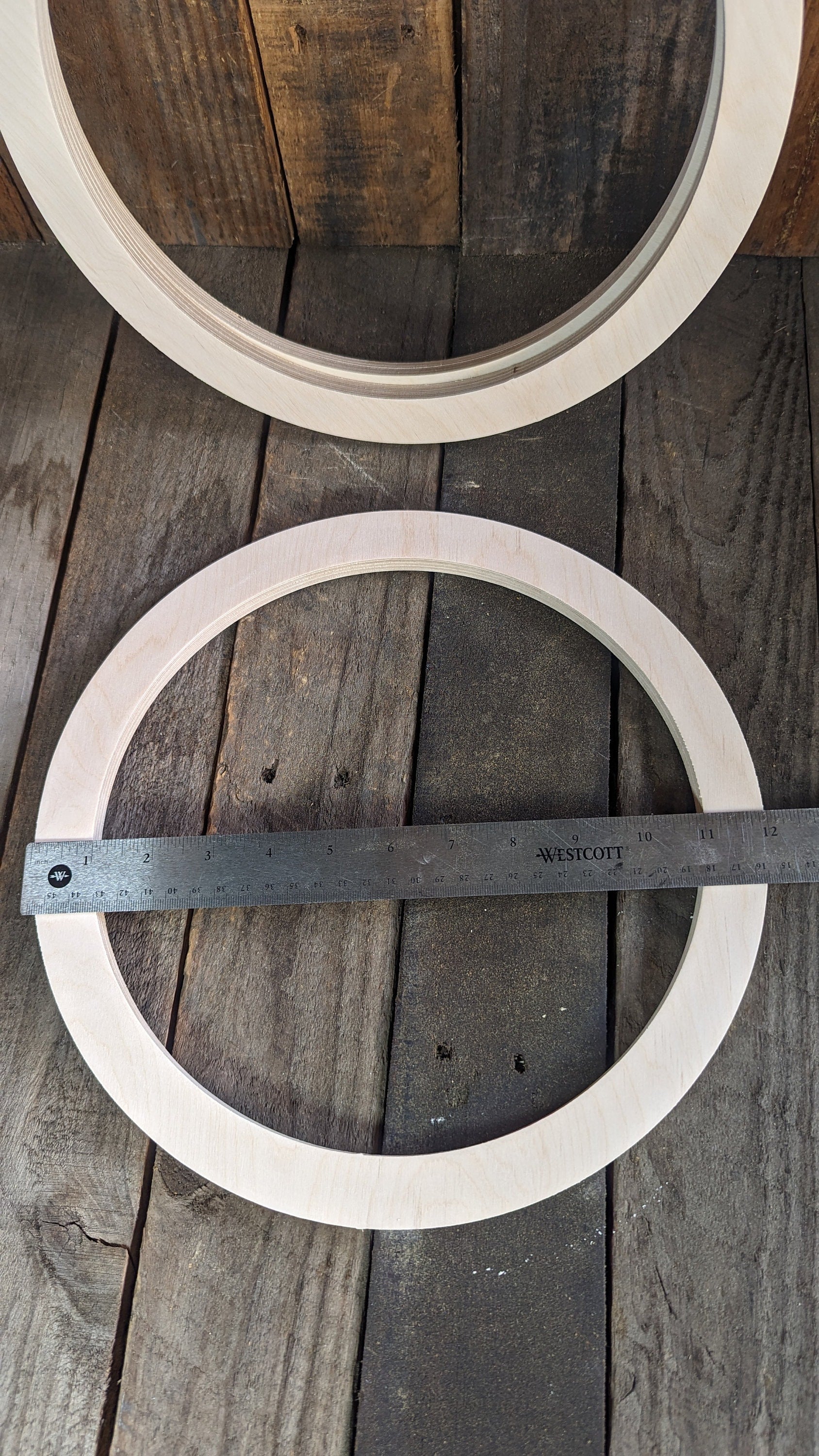 12" Baltic Birch Wood Donut Ring, 10" Center Hole, Craft DIY