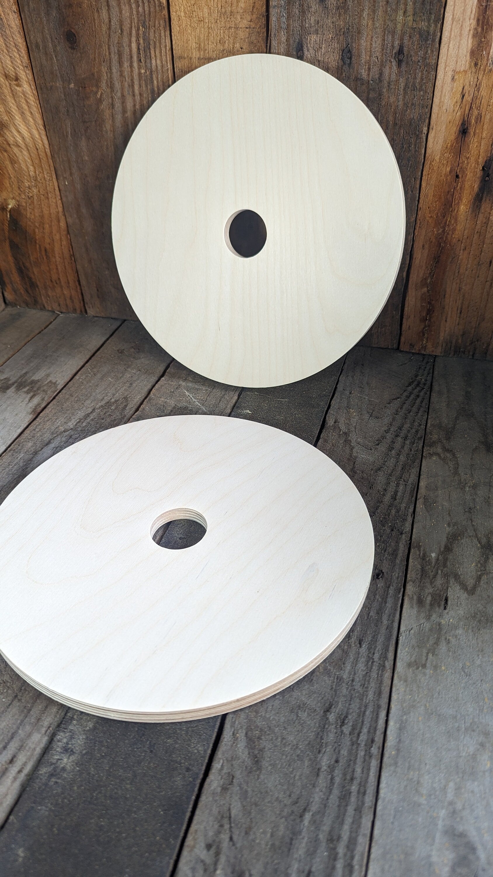 11" Wood Circle Disc with 1.625" center hole, BALTIC BIRCH Wooden Circles, Blank Circles, Unfinished Wooden Circles, Round Circles, Circular